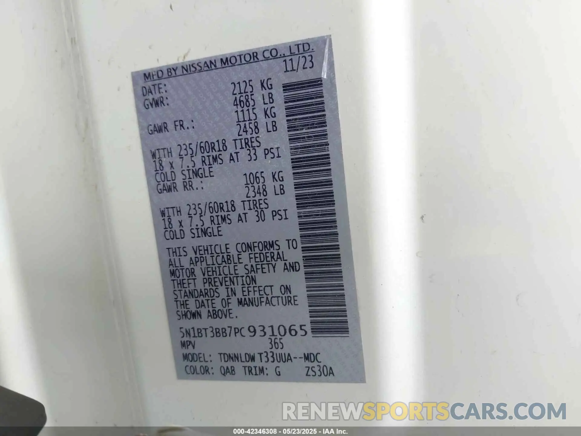 9 Photograph of a damaged car 5N1BT3BB7PC931065 NISSAN ROGUE 2023