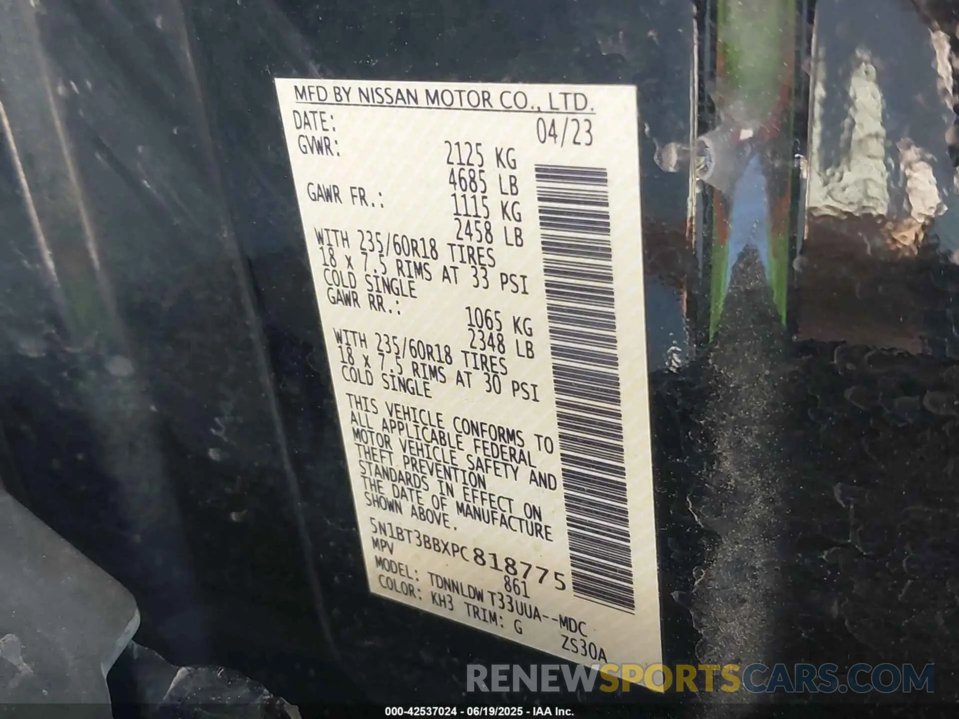 9 Фотография поврежденного автомобиля 5N1BT3BBXPC818775 NISSAN ROGUE 2023