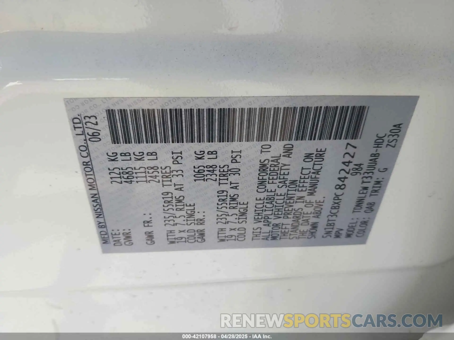 9 Фотография поврежденного автомобиля 5N1BT3CBXPC842427 NISSAN ROGUE 2023