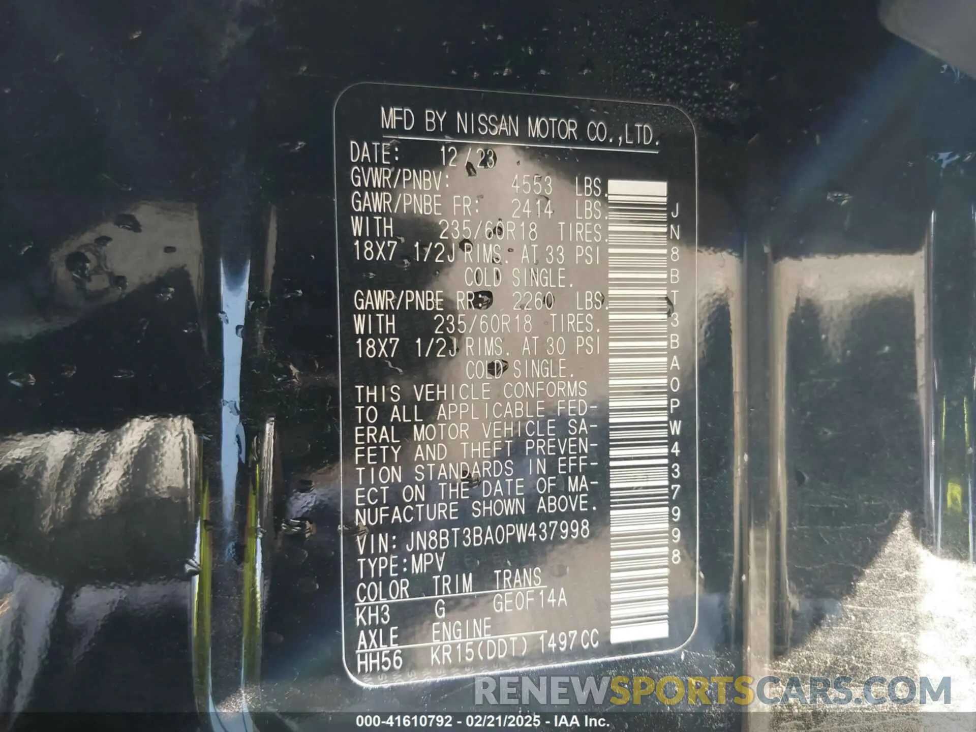 9 Photograph of a damaged car JN8BT3BA0PW437998 NISSAN ROGUE 2023