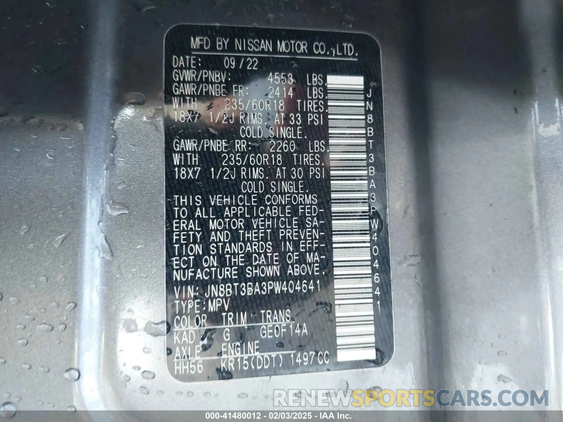 9 Фотография поврежденного автомобиля JN8BT3BA3PW404641 NISSAN ROGUE 2023