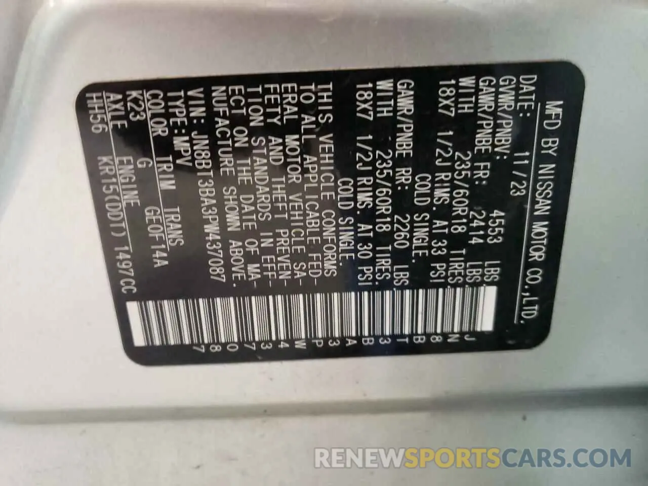 14 Photograph of a damaged car JN8BT3BA3PW437087 NISSAN ROGUE 2023