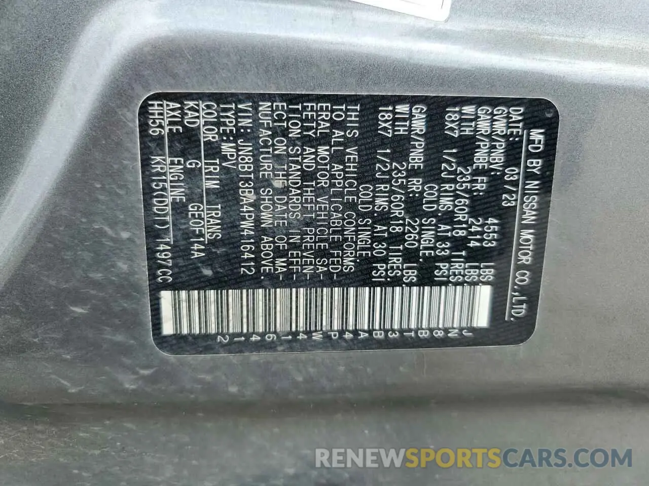 14 Фотография поврежденного автомобиля JN8BT3BA4PW416412 NISSAN ROGUE 2023