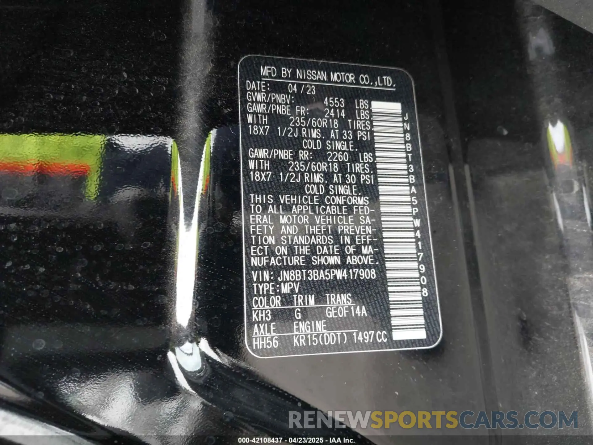 9 Photograph of a damaged car JN8BT3BA5PW417908 NISSAN ROGUE 2023