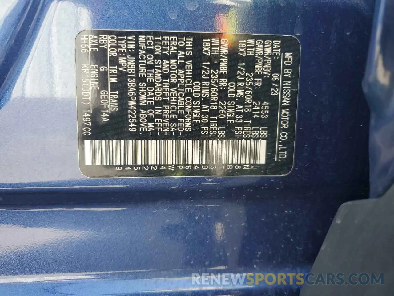 14 Photograph of a damaged car JN8BT3BA6PW422549 NISSAN ROGUE 2023