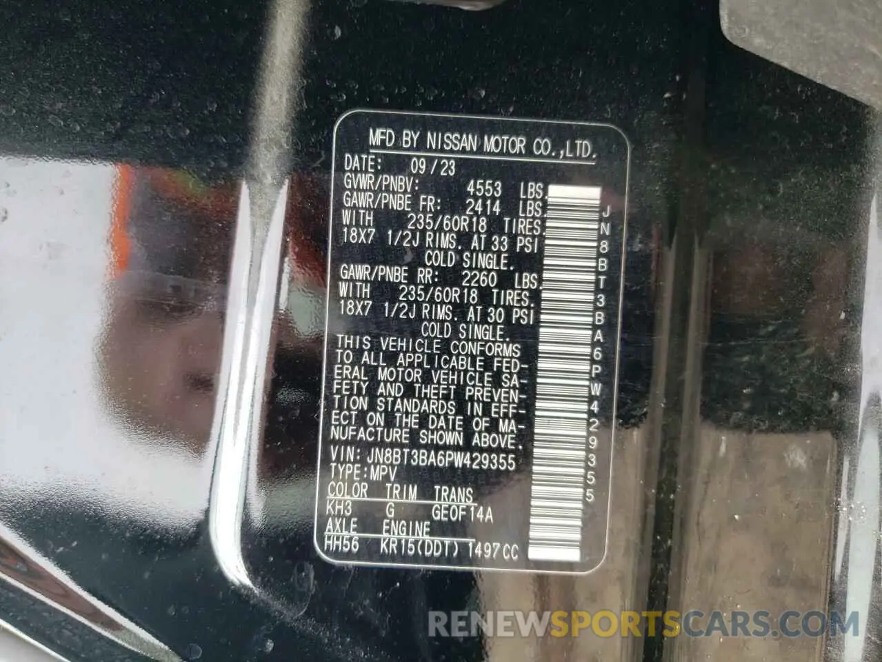 13 Photograph of a damaged car JN8BT3BA6PW429355 NISSAN ROGUE 2023