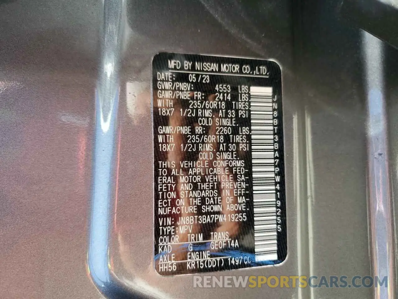 13 Photograph of a damaged car JN8BT3BA7PW419255 NISSAN ROGUE 2023