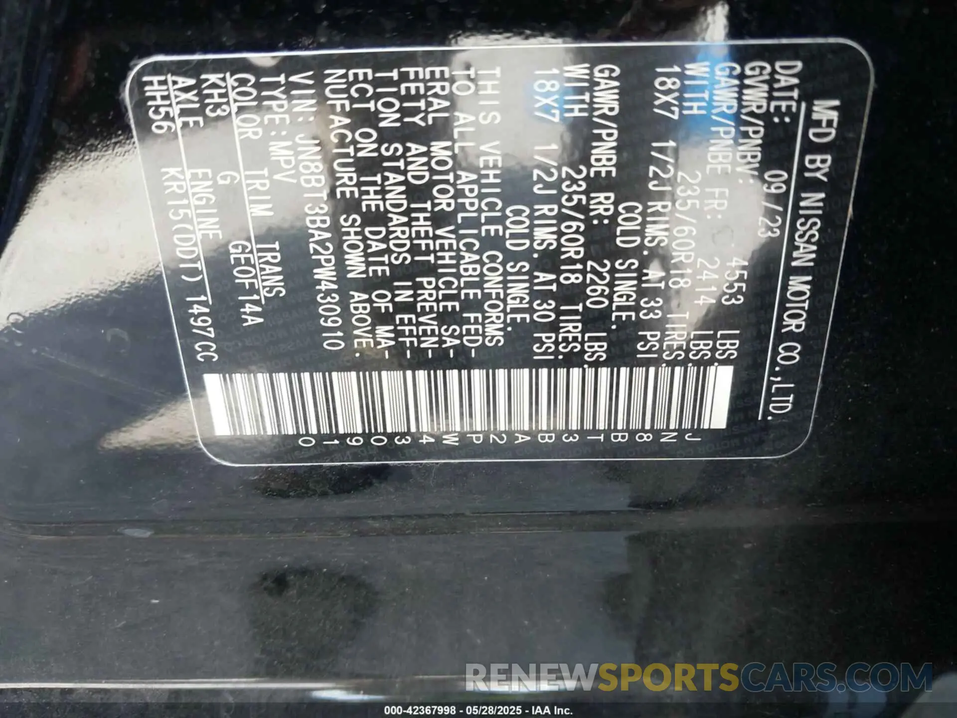 9 Photograph of a damaged car JN8BT3BA8PW430345 NISSAN ROGUE 2023