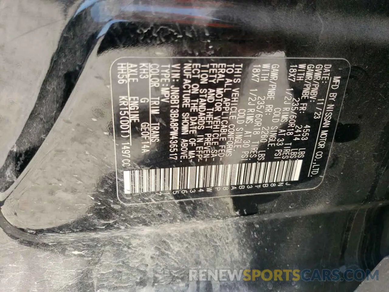 13 Photograph of a damaged car JN8BT3BA8PW436517 NISSAN ROGUE 2023