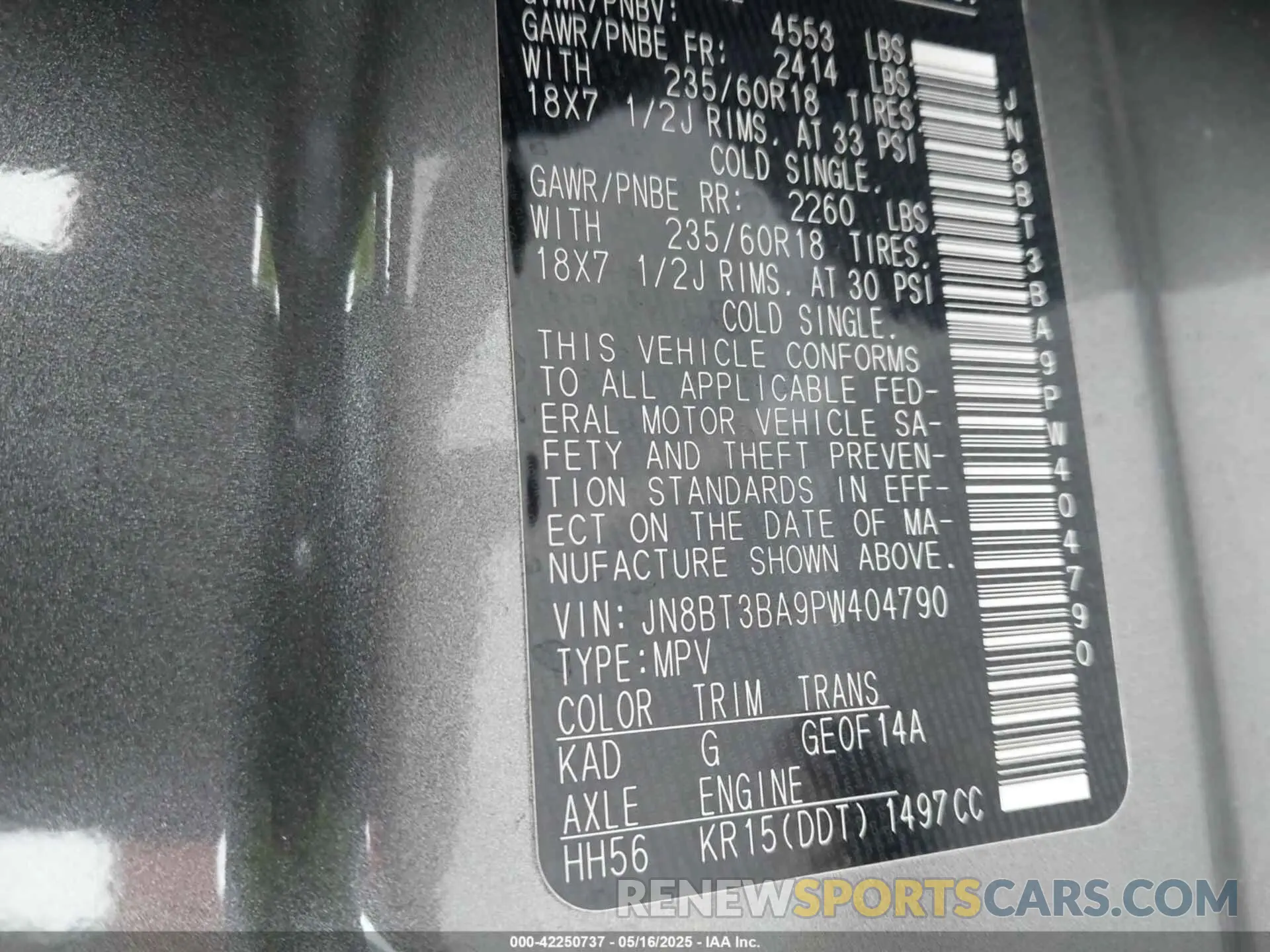 9 Photograph of a damaged car JN8BT3BA9PW404790 NISSAN ROGUE 2023