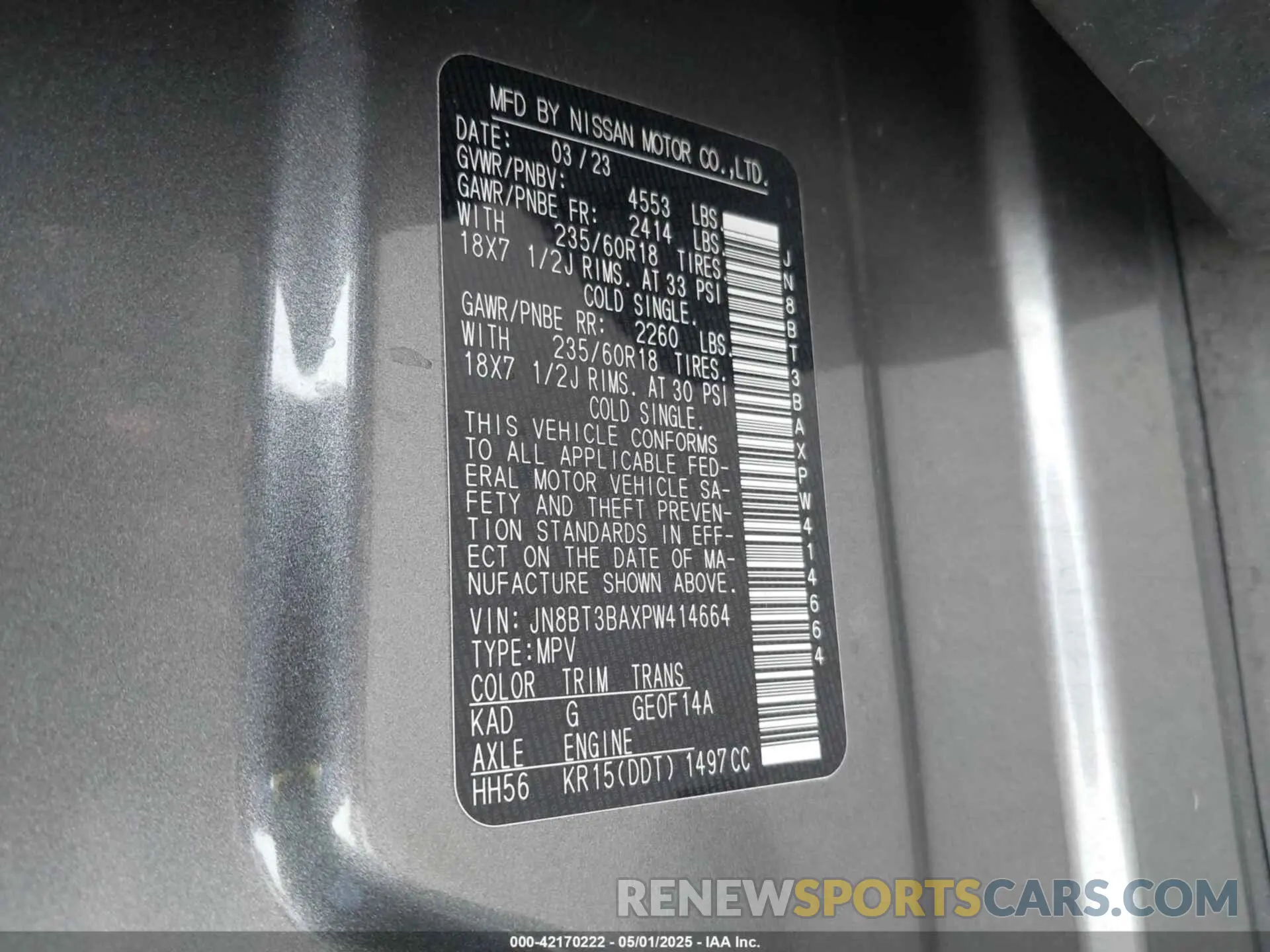 9 Photograph of a damaged car JN8BT3BAXPW414664 NISSAN ROGUE 2023