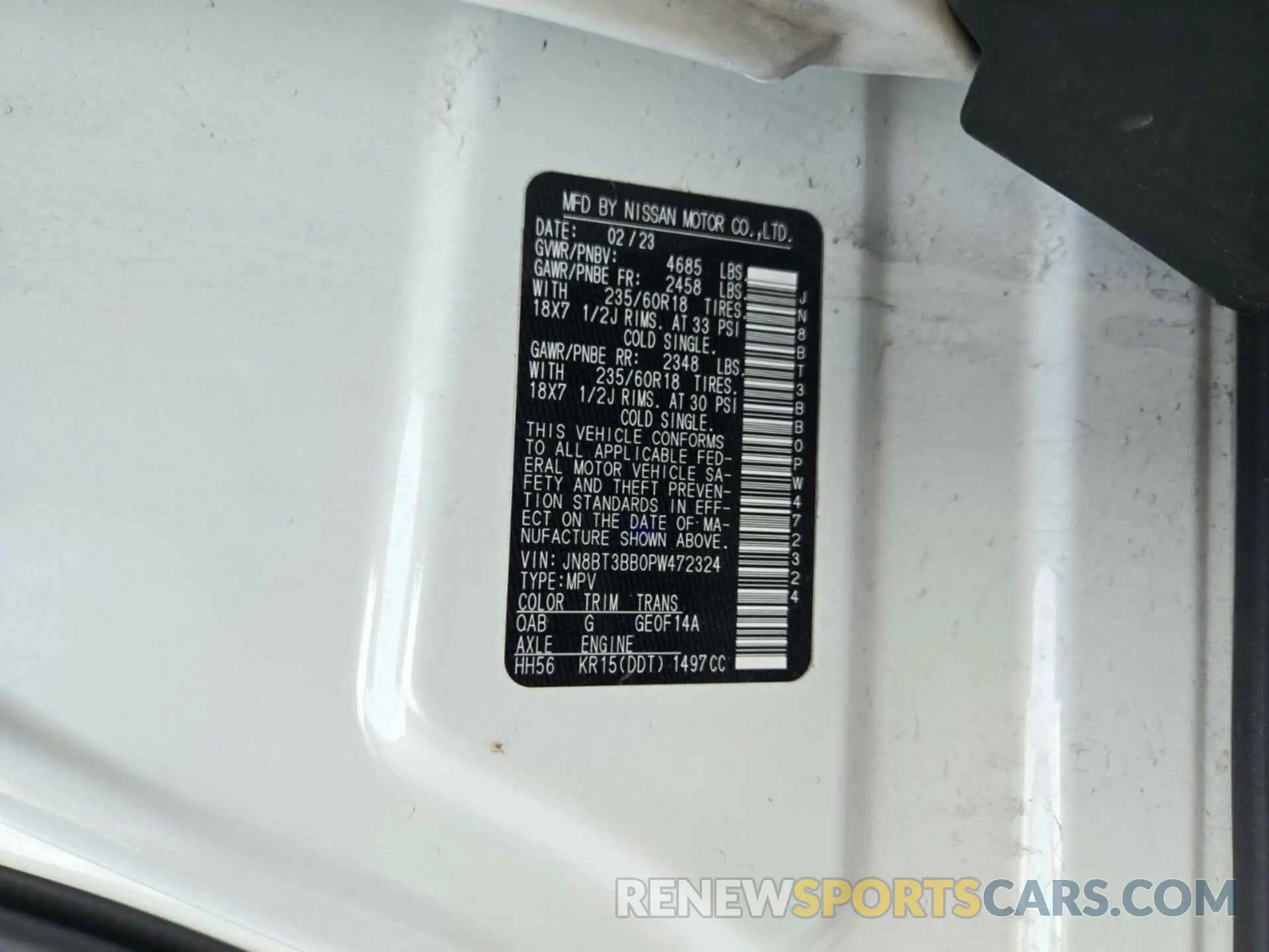 7 Photograph of a damaged car JN8BT3BB0PW472324 NISSAN ROGUE 2023