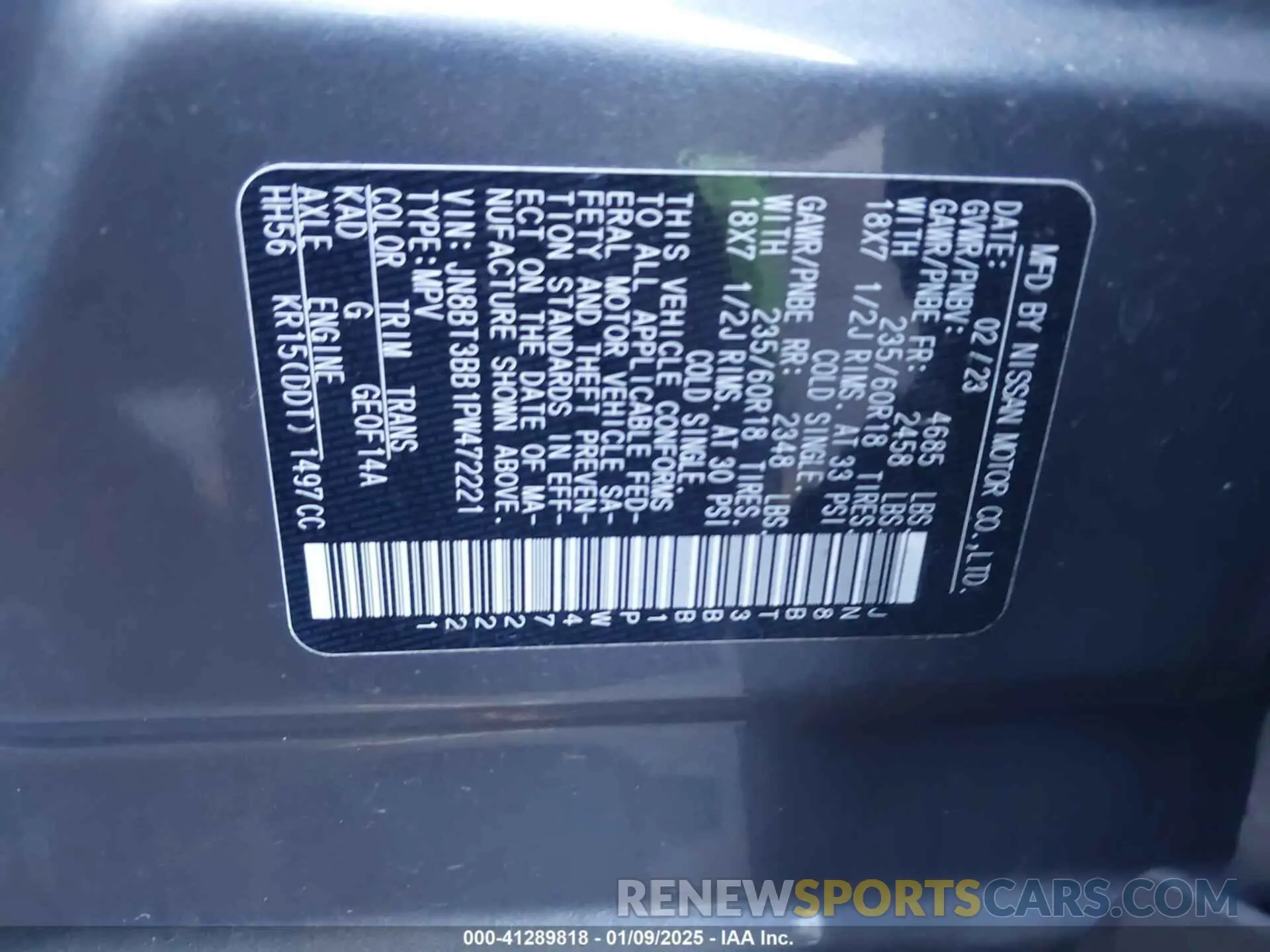 9 Photograph of a damaged car JN8BT3BB1PW472221 NISSAN ROGUE 2023