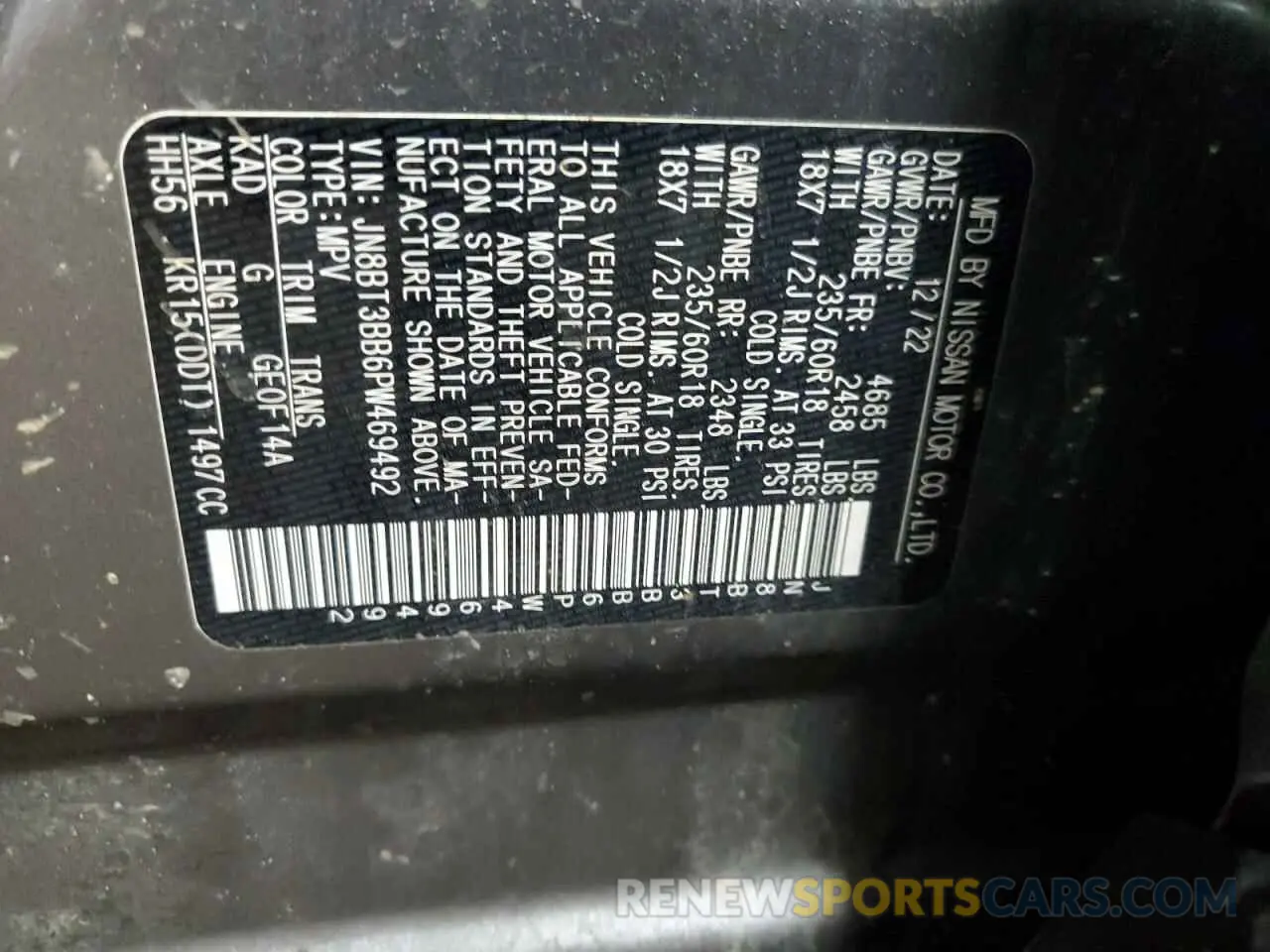 14 Photograph of a damaged car JN8BT3BB6PW469492 NISSAN ROGUE 2023