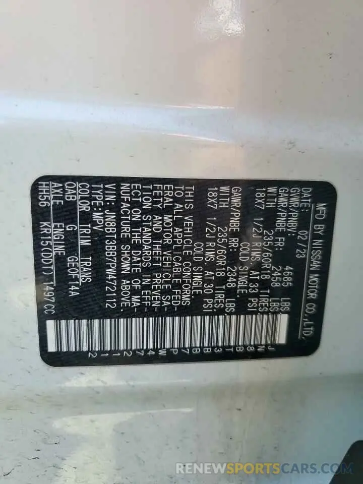 13 Photograph of a damaged car JN8BT3BB7PW472112 NISSAN ROGUE 2023