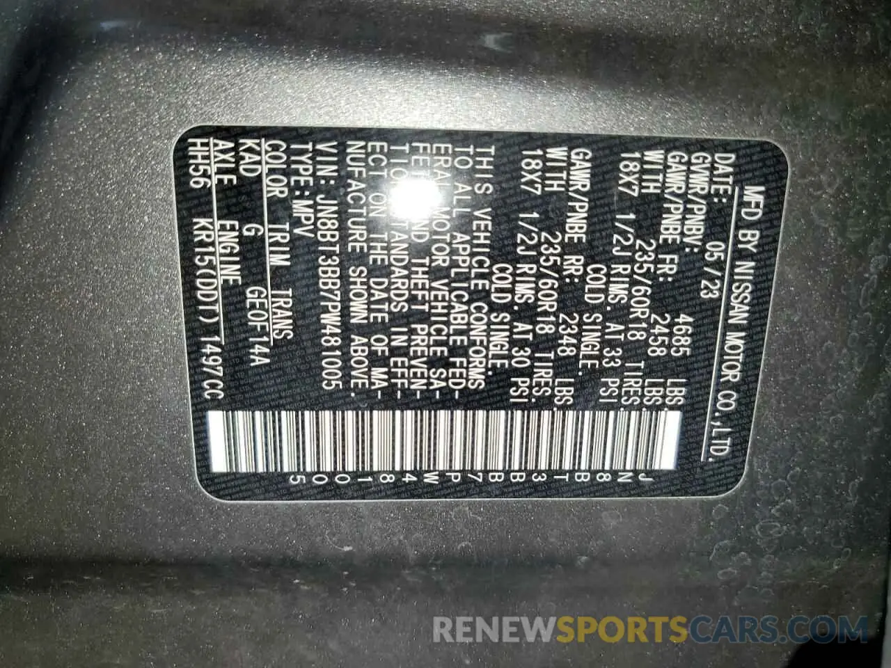 13 Фотография поврежденного автомобиля JN8BT3BB7PW481005 NISSAN ROGUE 2023