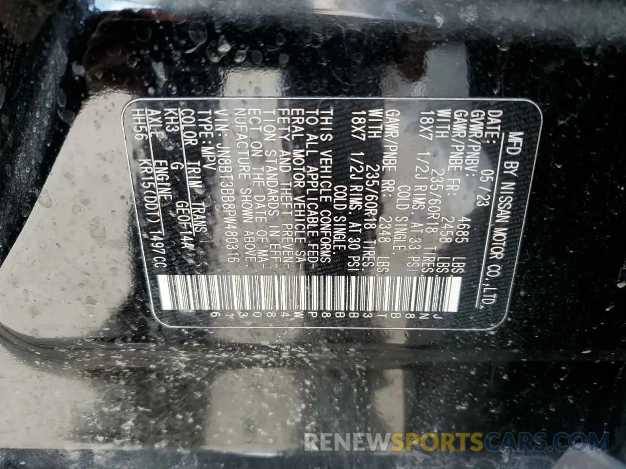 14 Photograph of a damaged car JN8BT3BB8PW480316 NISSAN ROGUE 2023