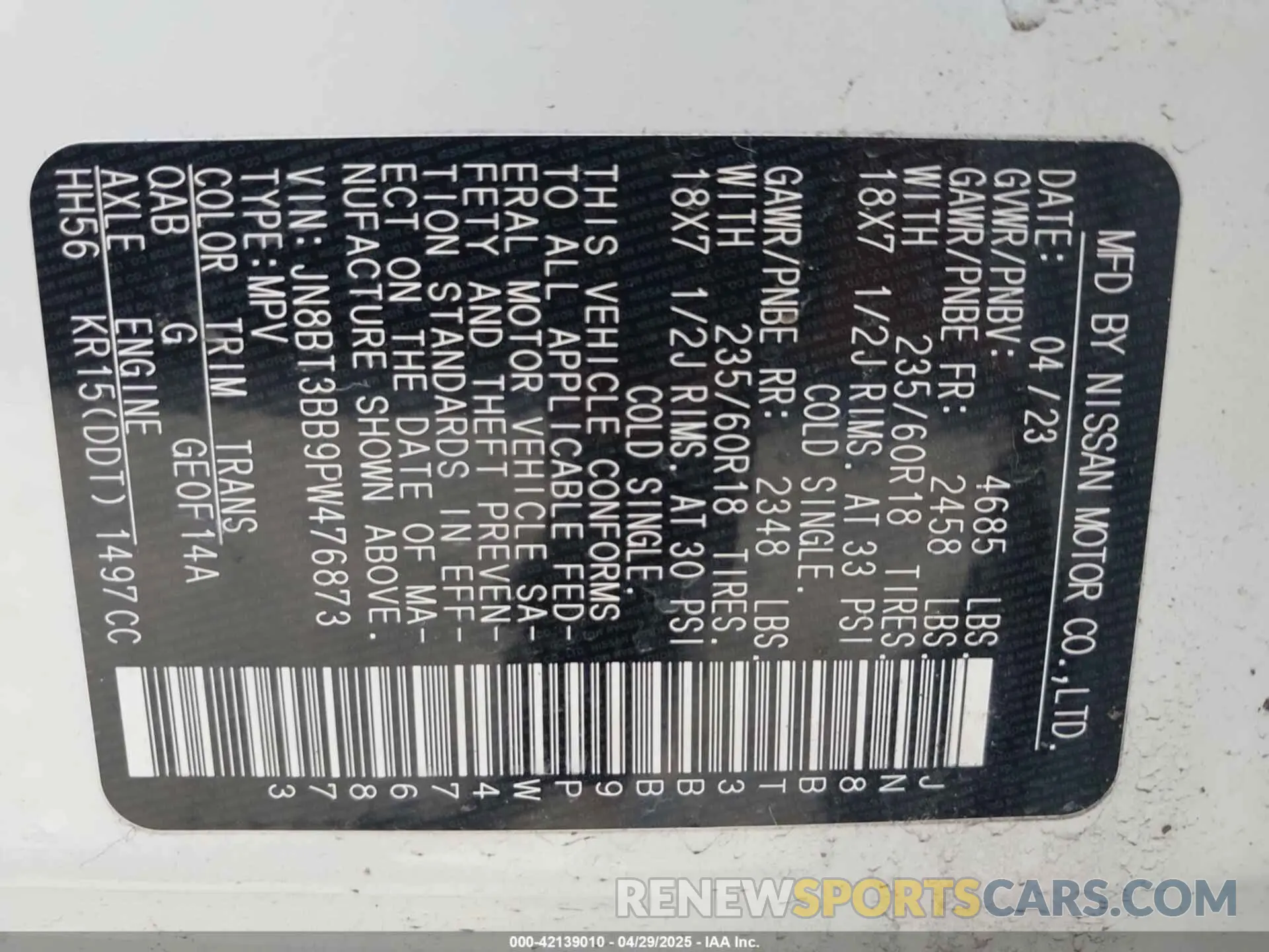 9 Photograph of a damaged car JN8BT3BB9PW476873 NISSAN ROGUE 2023