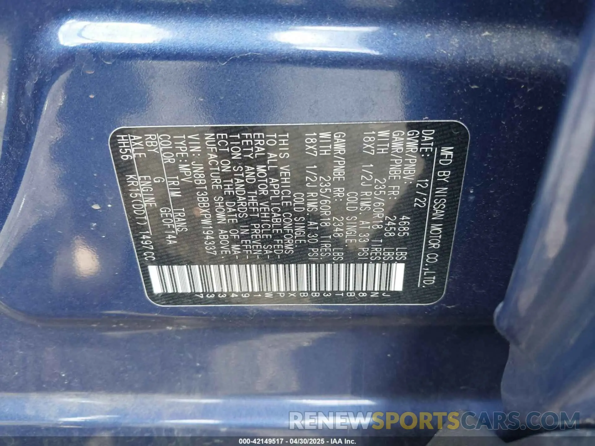 9 Фотография поврежденного автомобиля JN8BT3BBXPW194337 NISSAN ROGUE 2023