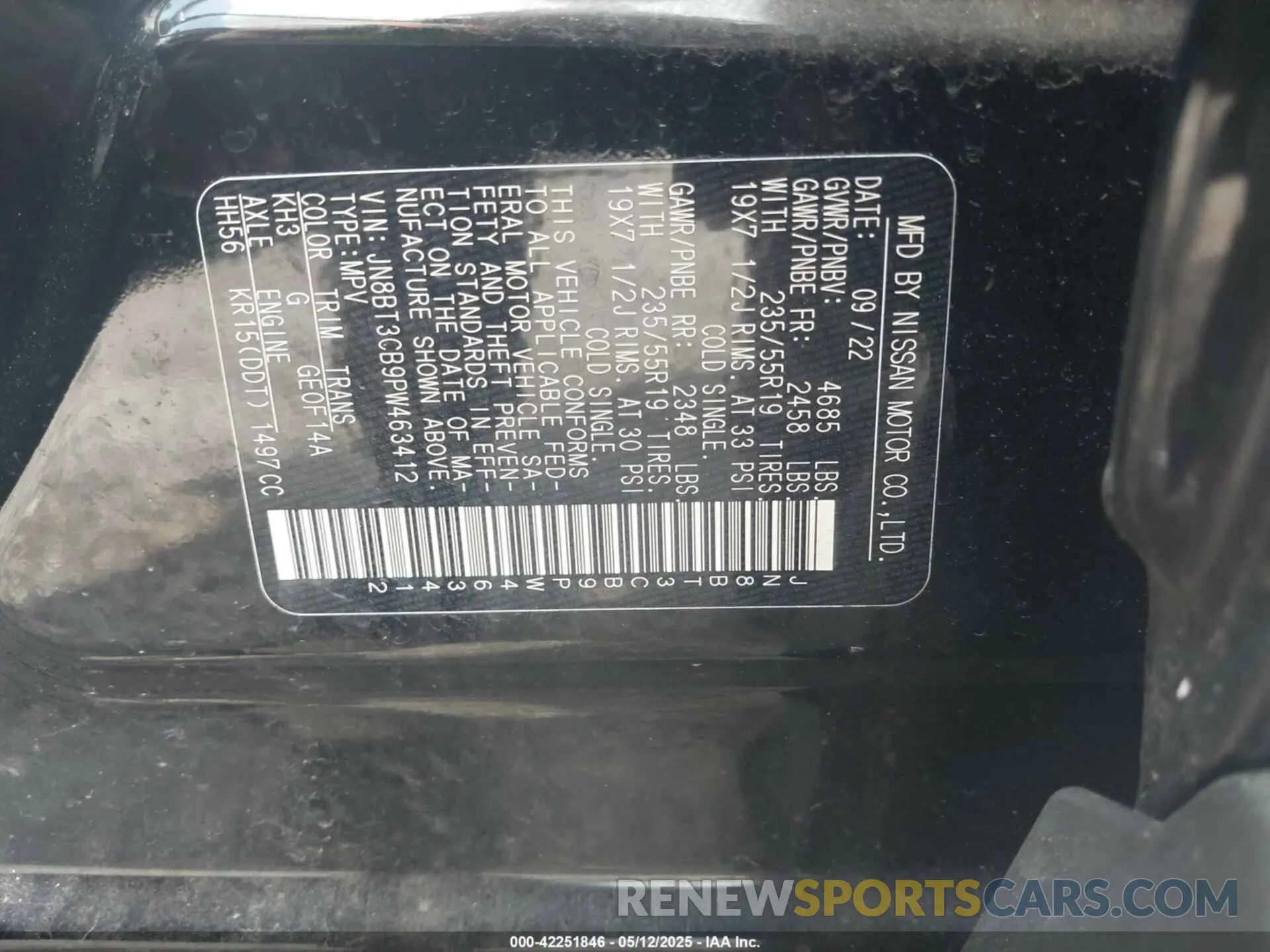 9 Photograph of a damaged car JN8BT3CB9PW463412 NISSAN ROGUE 2023