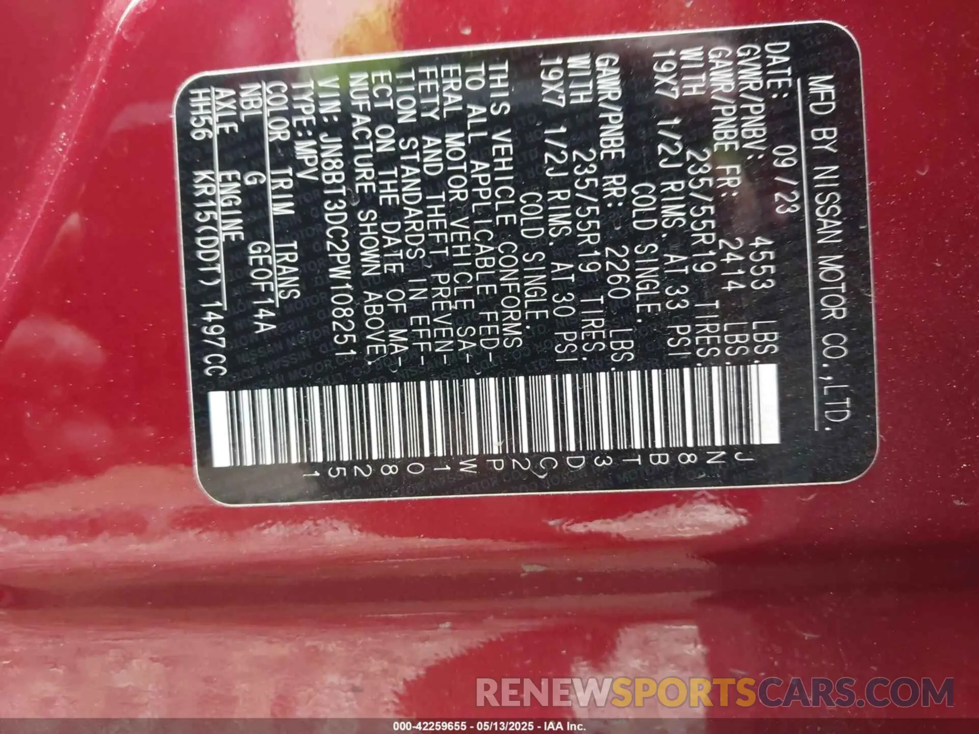 9 Фотография поврежденного автомобиля JN8BT3DC2PW108251 NISSAN ROGUE 2023