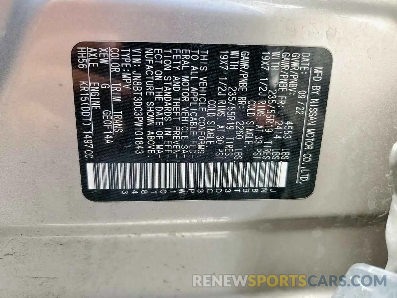 16 Фотография поврежденного автомобиля JN8BT3DC3PW101843 NISSAN ROGUE 2023