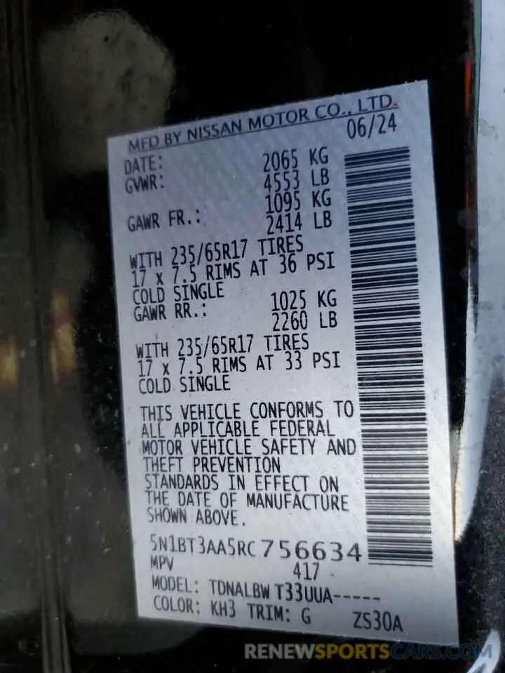 14 Фотография поврежденного автомобиля 5N1BT3AA5RC756634 NISSAN ROGUE 2024