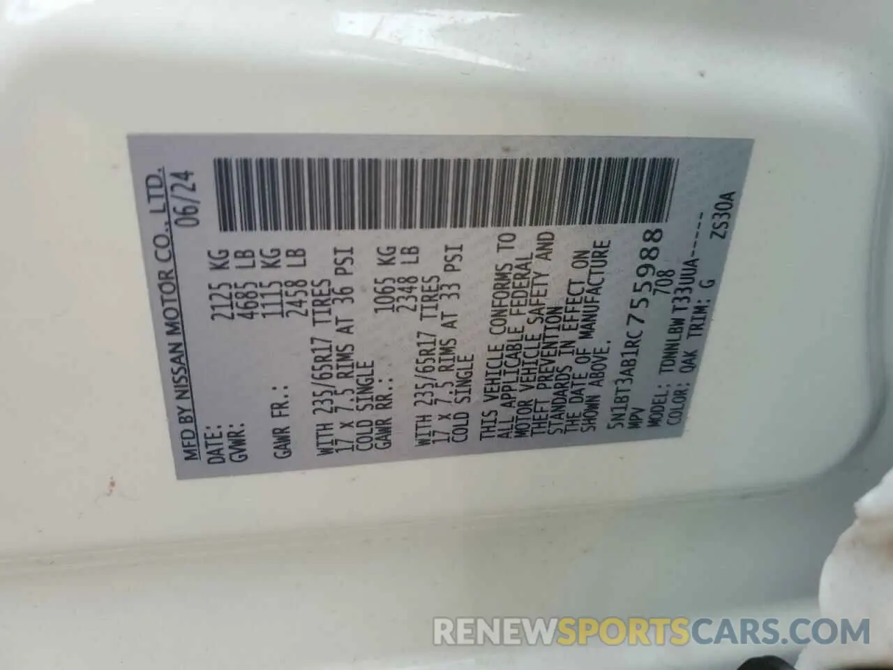 13 Фотография поврежденного автомобиля 5N1BT3AB1RC755988 NISSAN ROGUE 2024