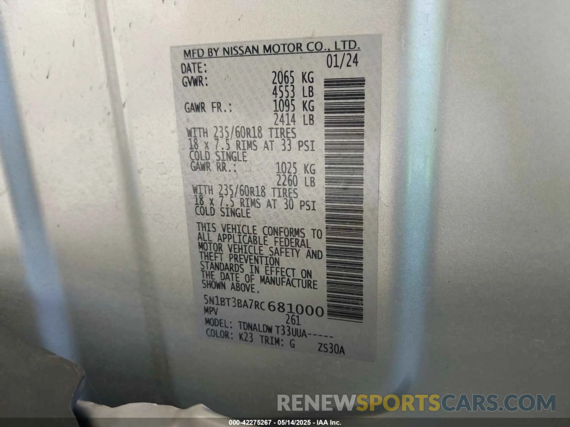 9 Фотография поврежденного автомобиля 5N1BT3BA7RC681000 NISSAN ROGUE 2024