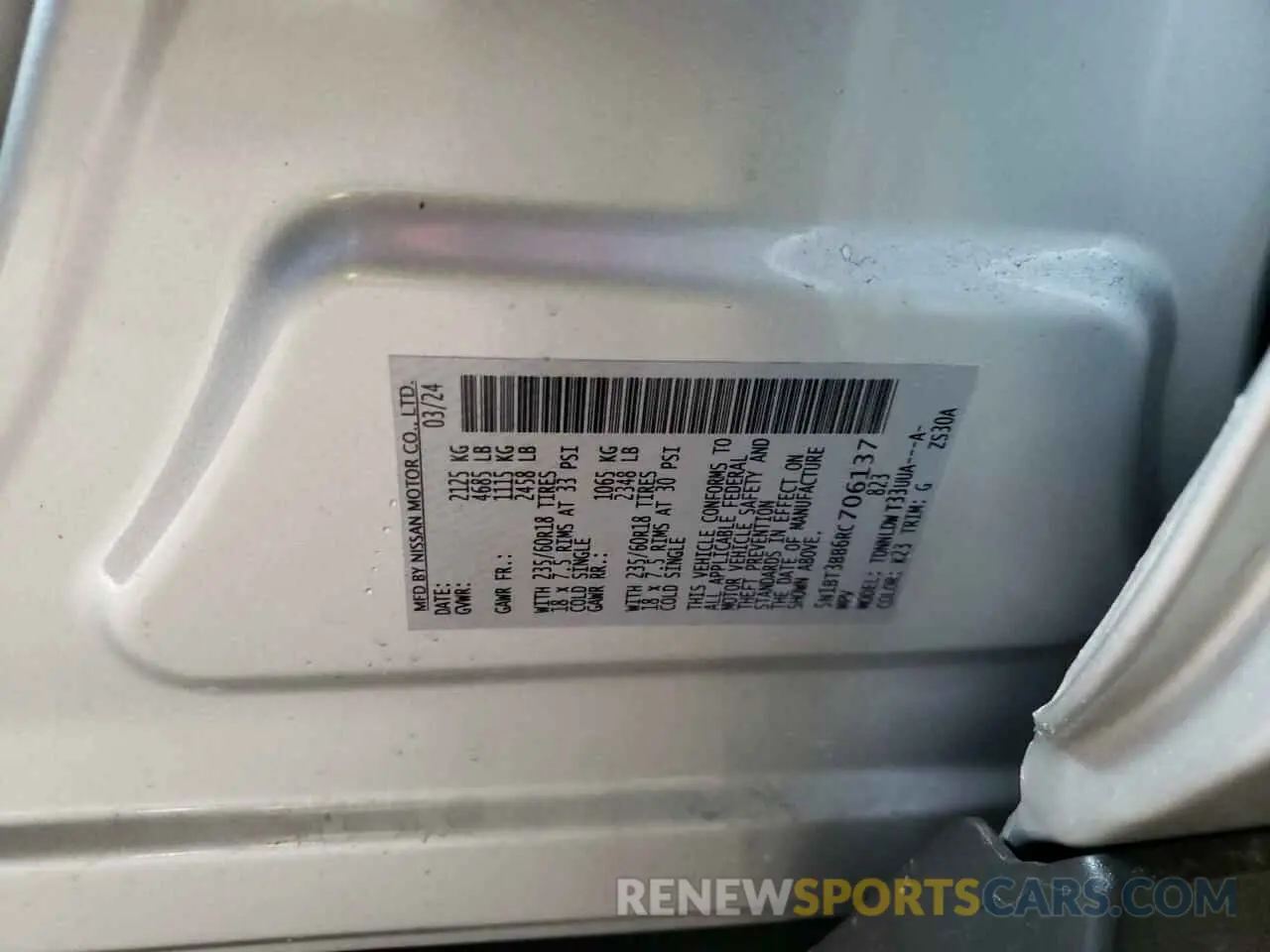 13 Фотография поврежденного автомобиля 5N1BT3BB6RC706137 NISSAN ROGUE 2024