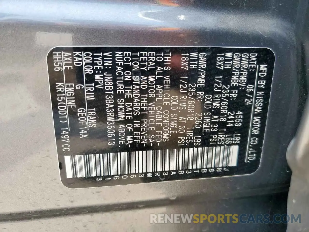 13 Photograph of a damaged car JN8BT3BA3RW360613 NISSAN ROGUE 2024