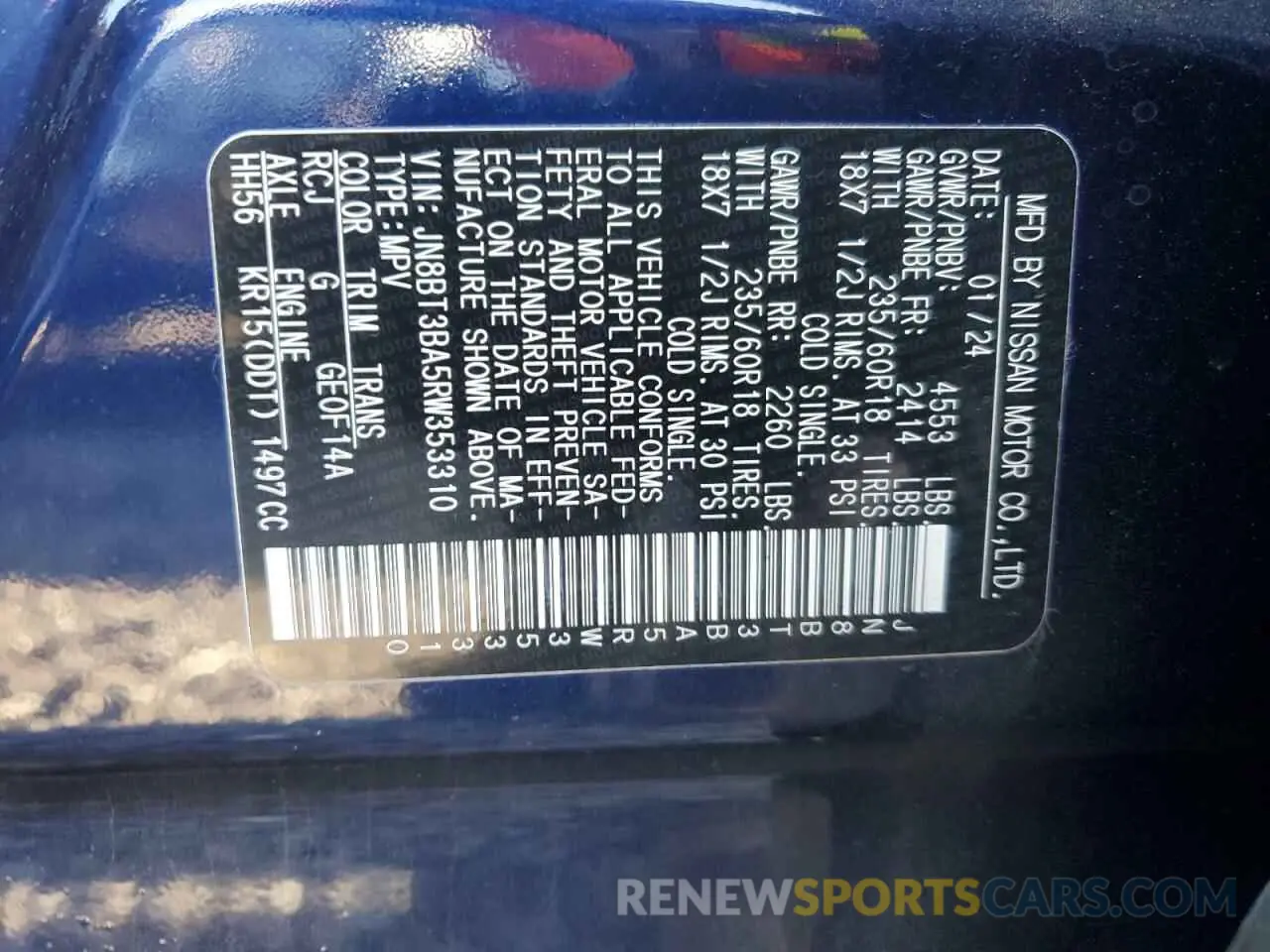 13 Фотография поврежденного автомобиля JN8BT3BA5RW353310 NISSAN ROGUE 2024