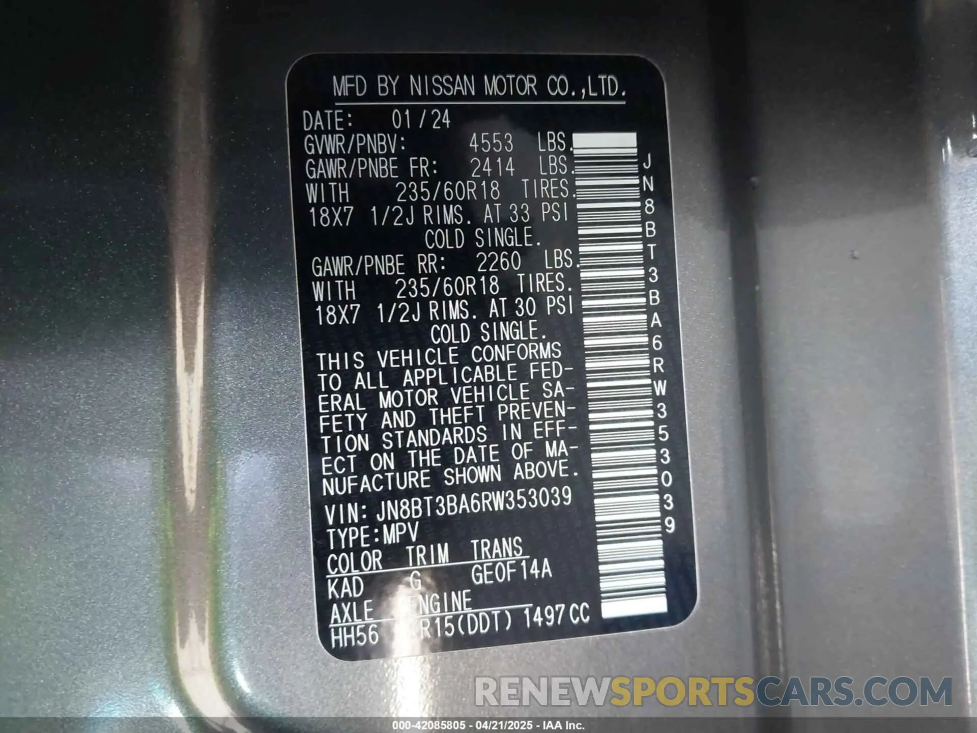 9 Photograph of a damaged car JN8BT3BA6RW353039 NISSAN ROGUE 2024