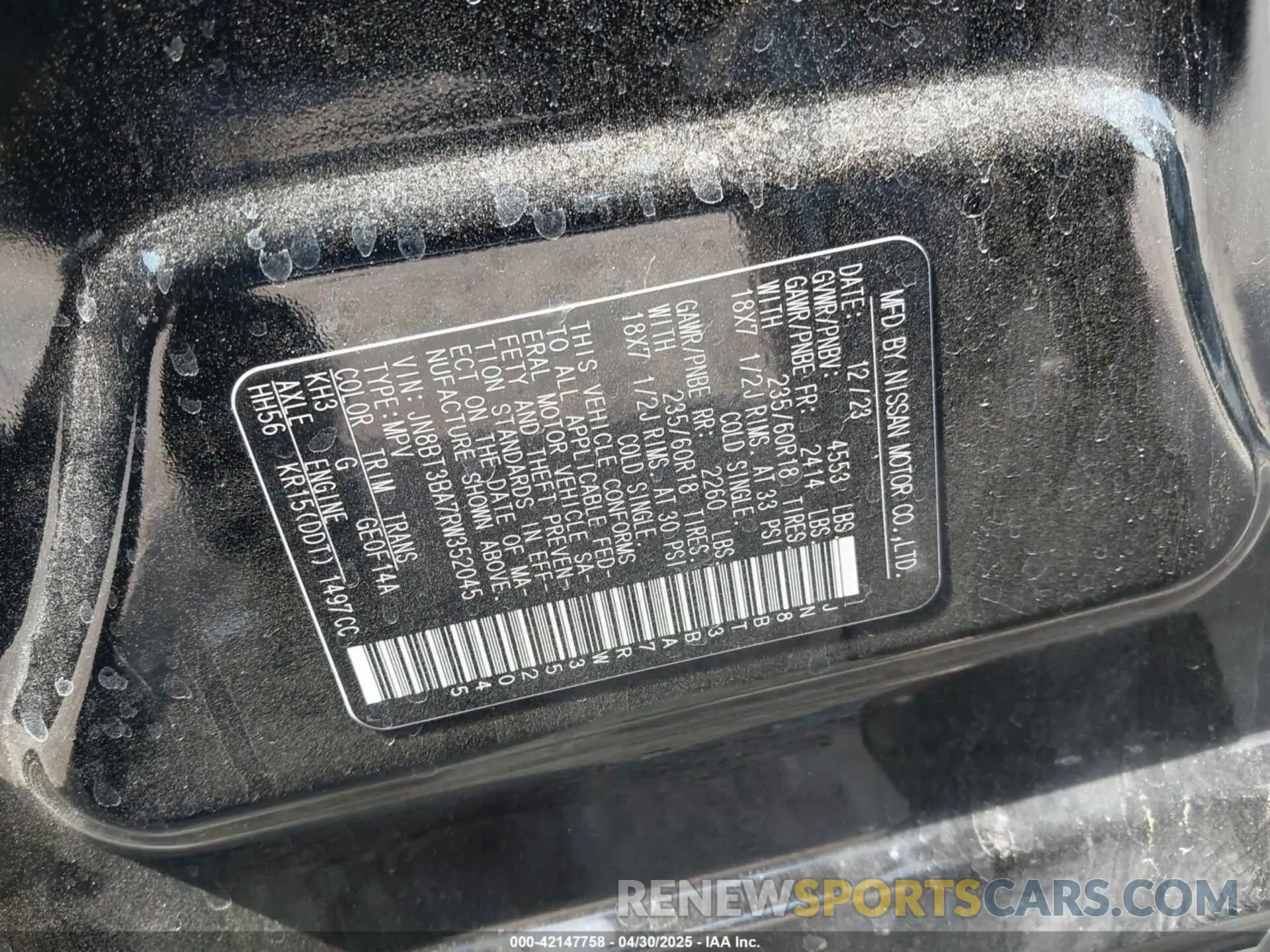 9 Photograph of a damaged car JN8BT3BA7RW352045 NISSAN ROGUE 2024