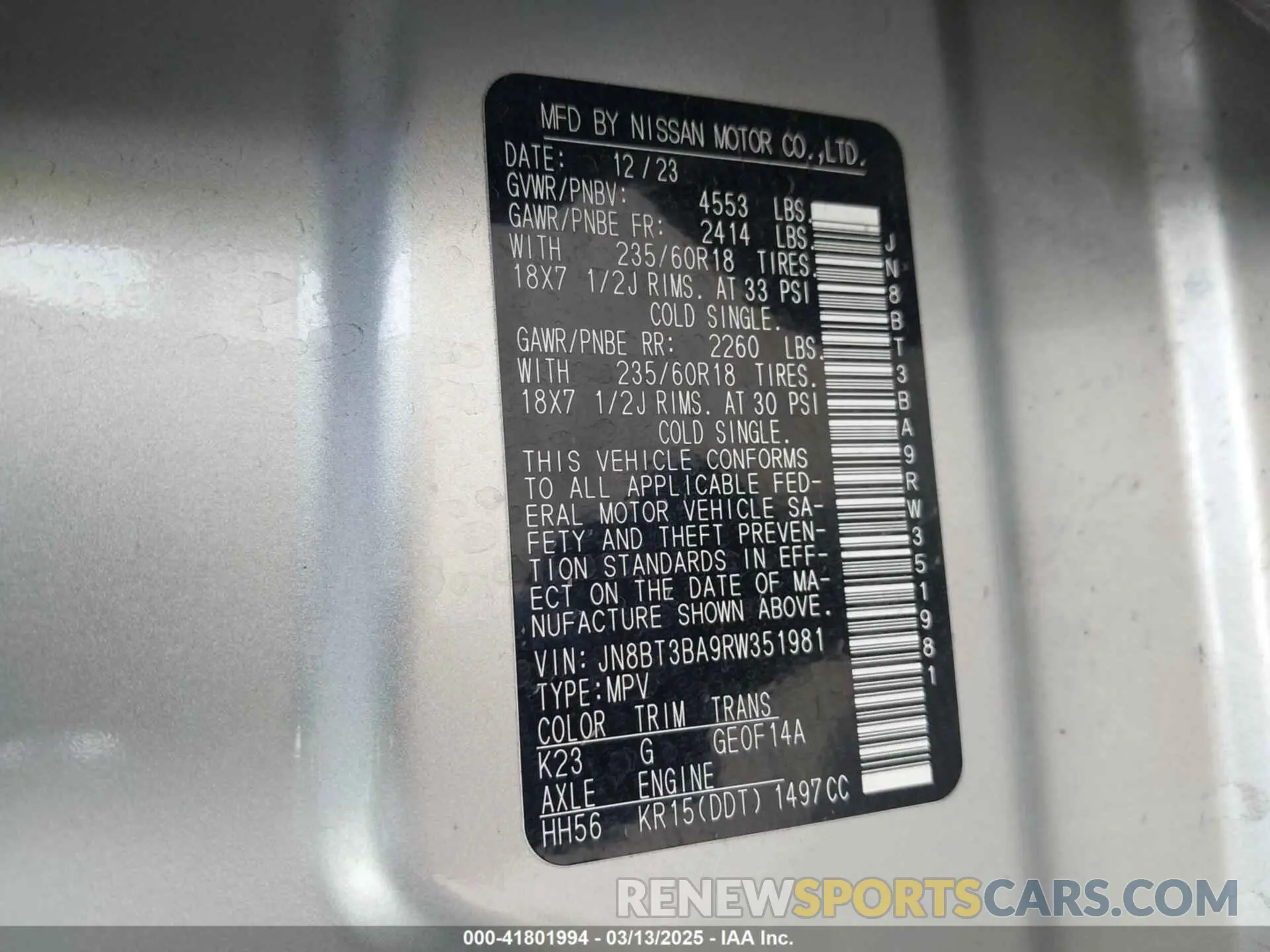 9 Фотография поврежденного автомобиля JN8BT3BA9RW351981 NISSAN ROGUE 2024