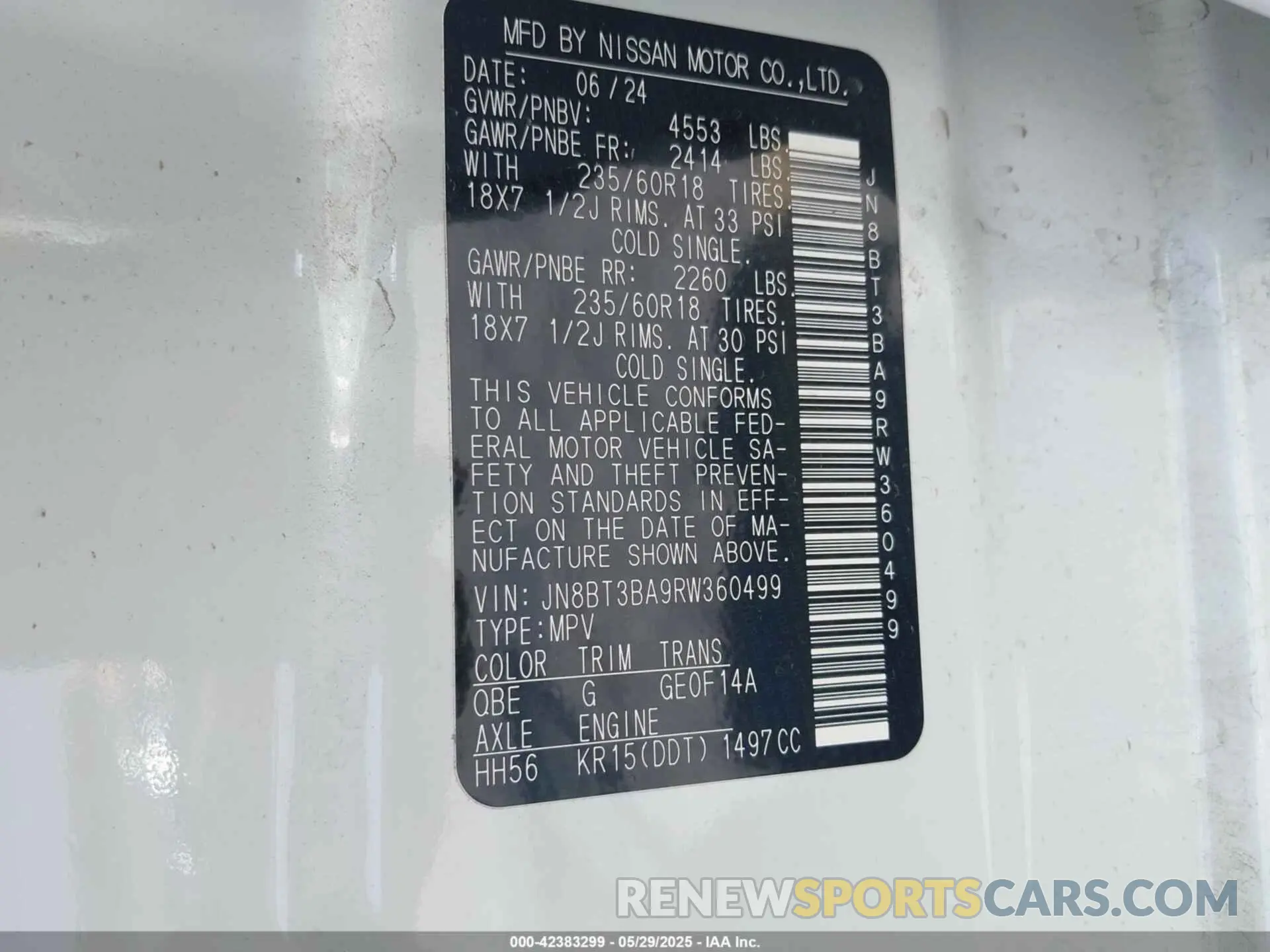 9 Photograph of a damaged car JN8BT3BA9RW360499 NISSAN ROGUE 2024