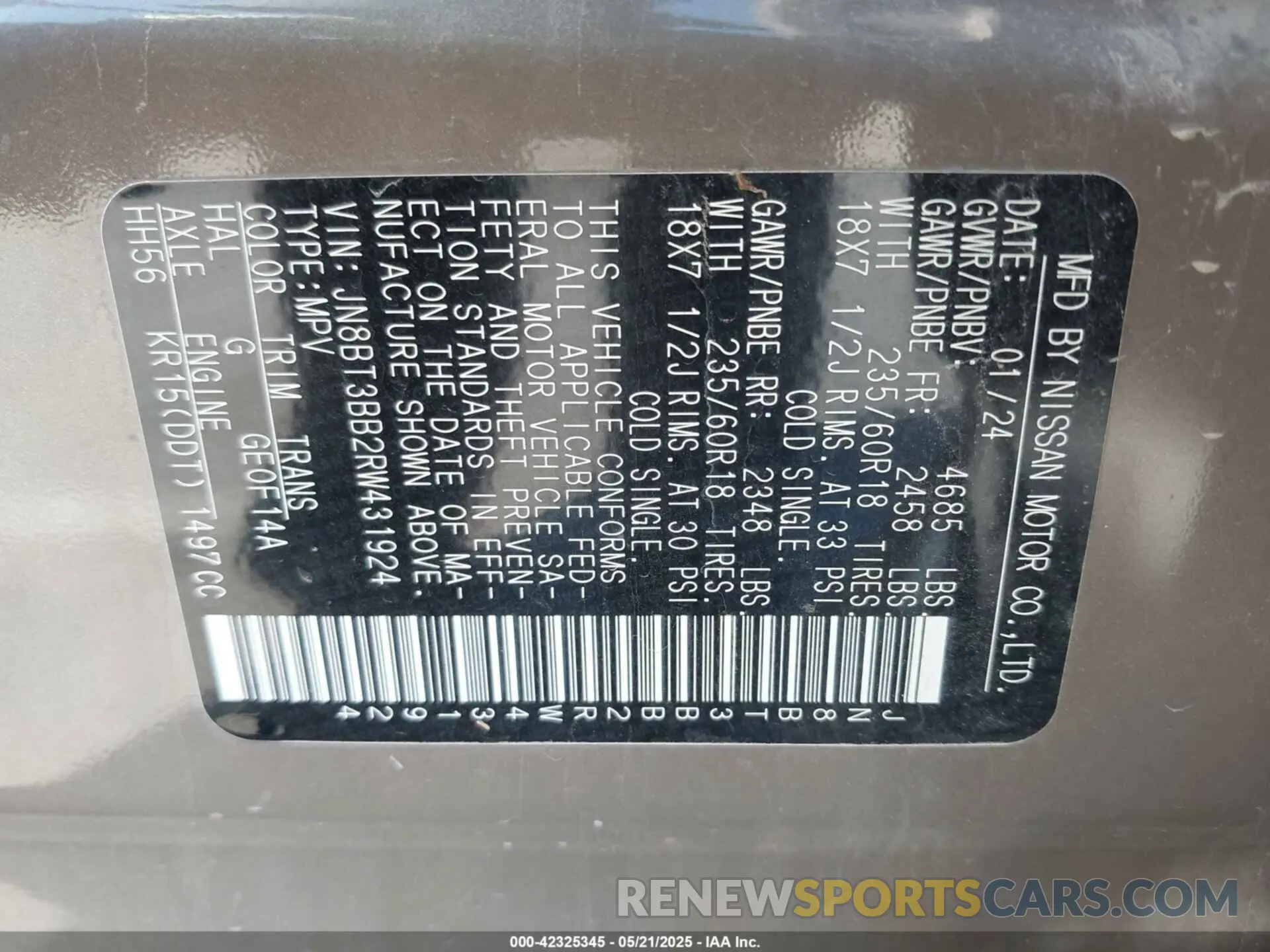 9 Photograph of a damaged car JN8BT3BB2RW431924 NISSAN ROGUE 2024