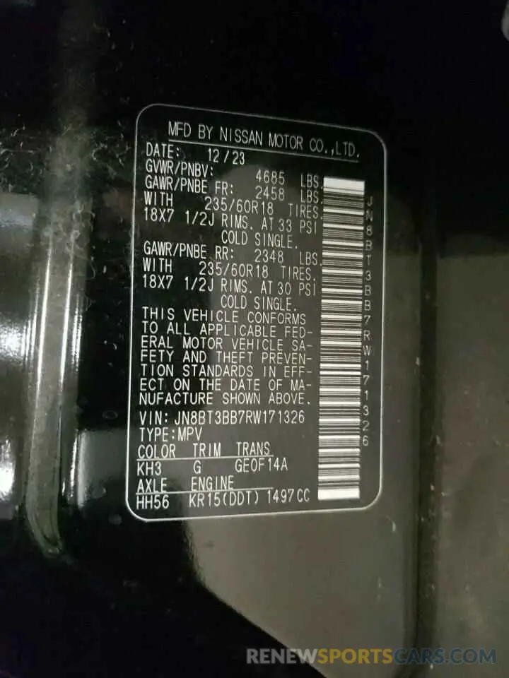 13 Фотография поврежденного автомобиля JN8BT3BB7RW171326 NISSAN ROGUE 2024