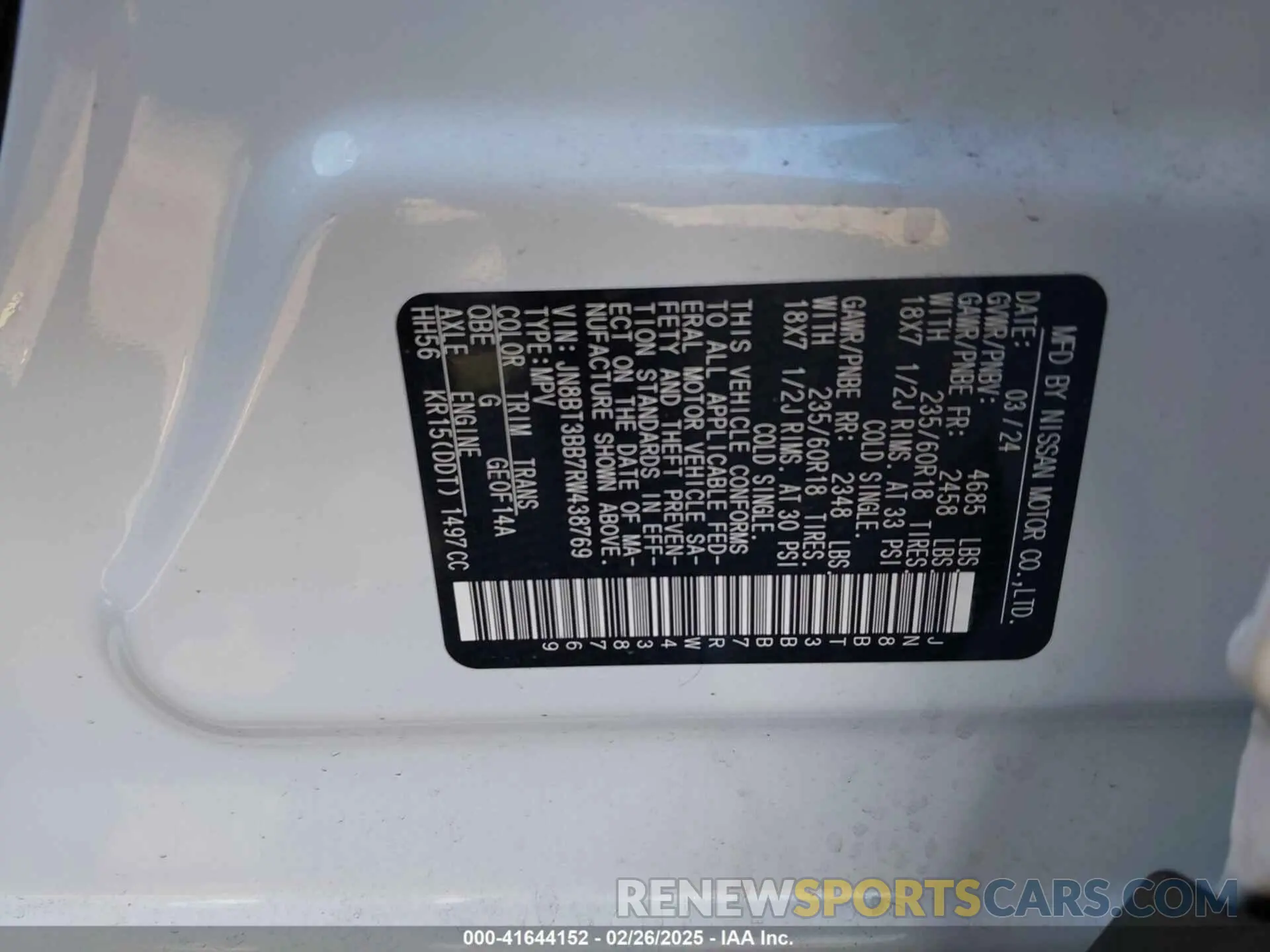 9 Photograph of a damaged car JN8BT3BB7RW438769 NISSAN ROGUE 2024