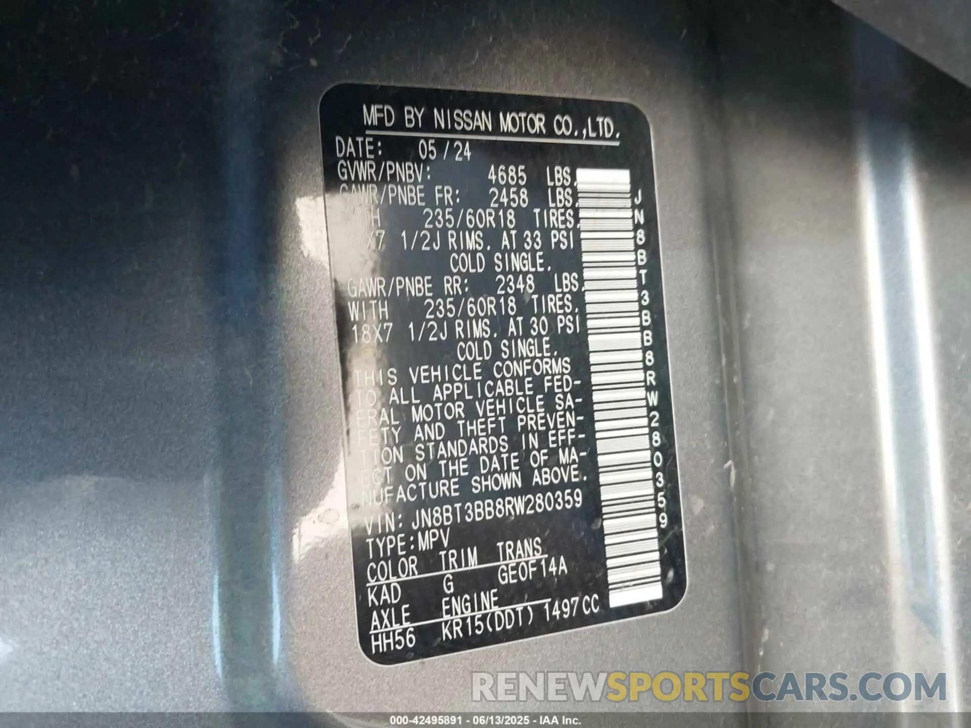 9 Фотография поврежденного автомобиля JN8BT3BB8RW2H0359 NISSAN ROGUE 2024