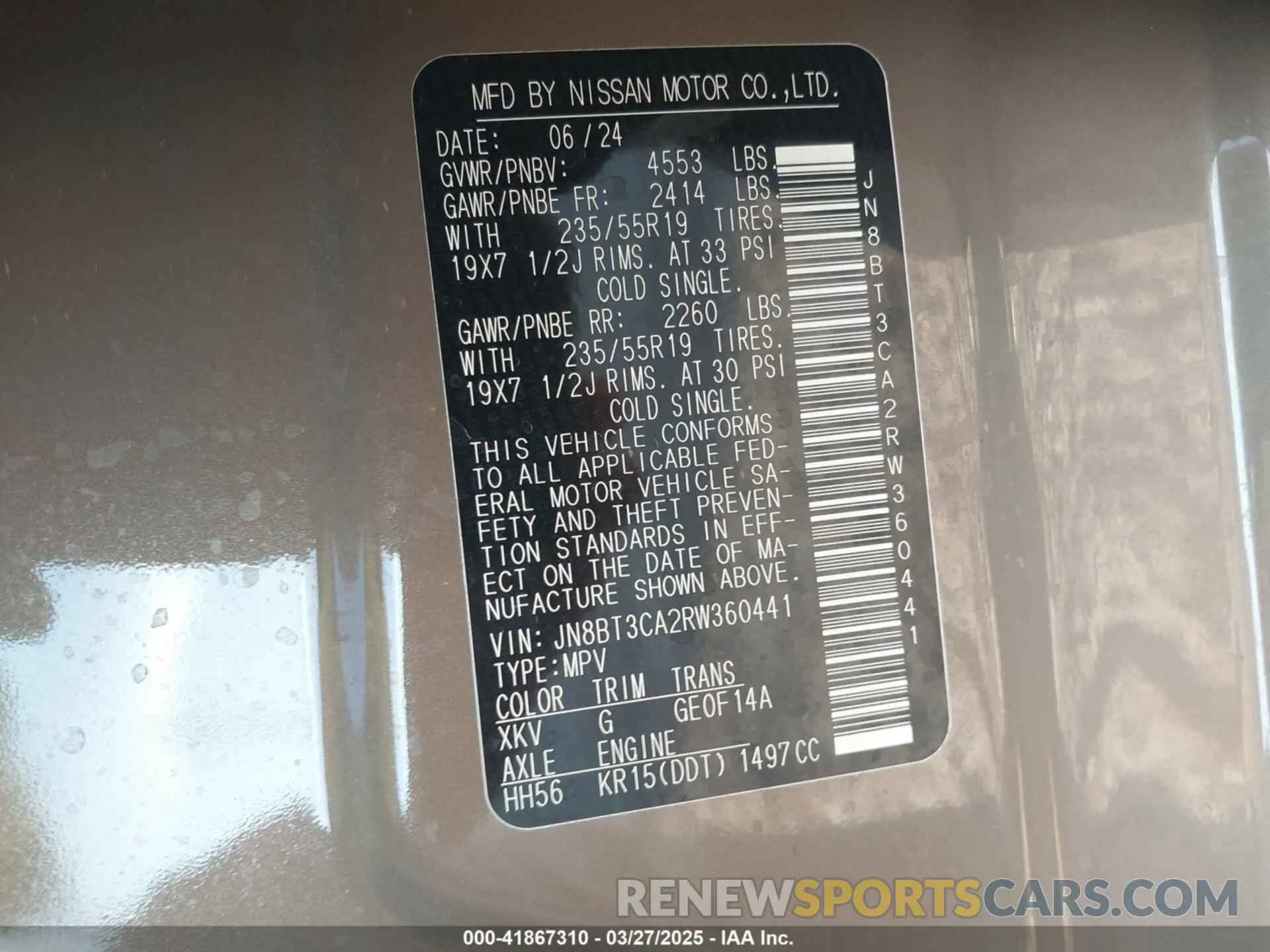 9 Photograph of a damaged car JN8BT3CA2RW360441 NISSAN ROGUE 2024