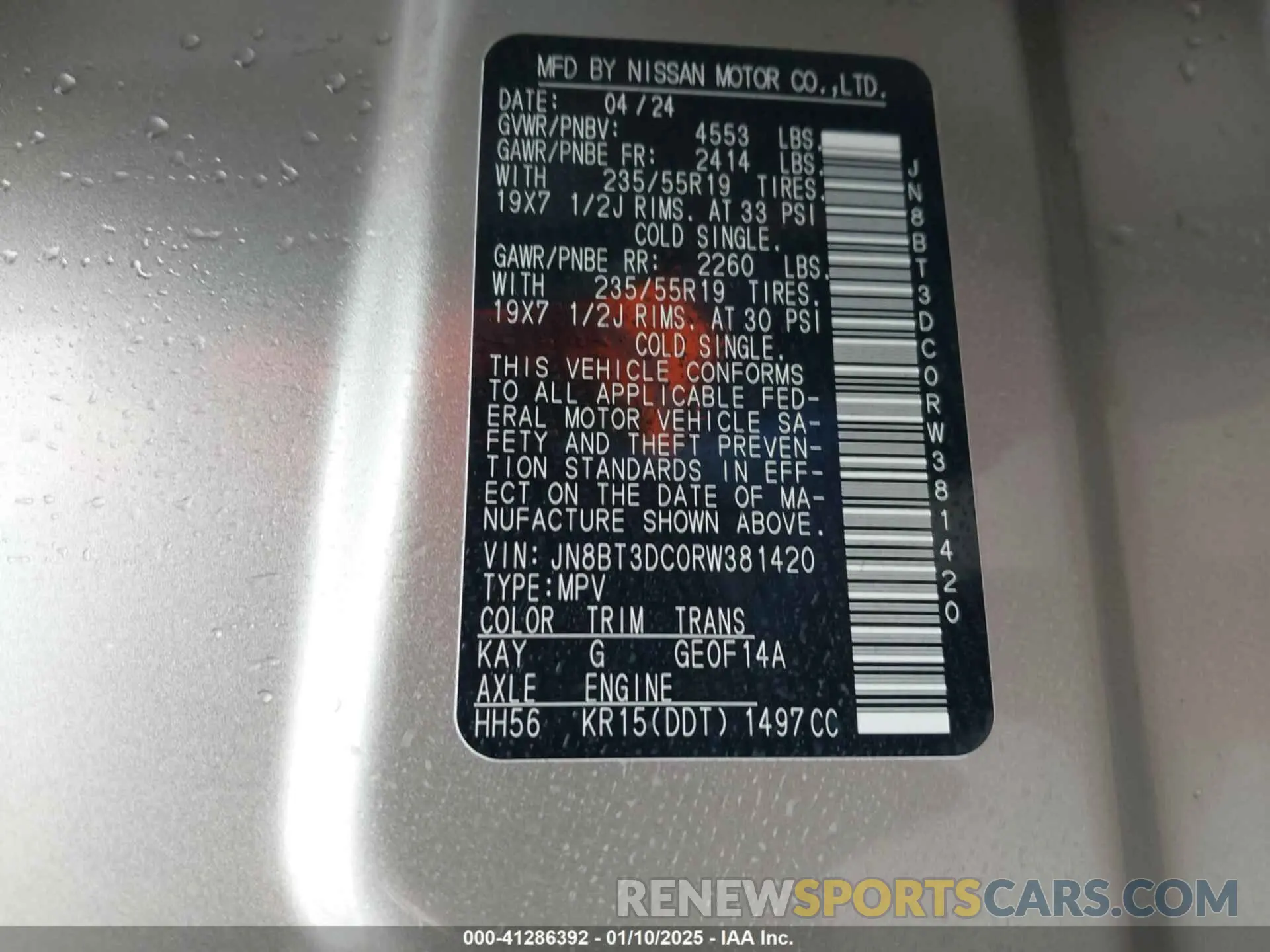 9 Фотография поврежденного автомобиля JN8BT3DC0RW381420 NISSAN ROGUE 2024