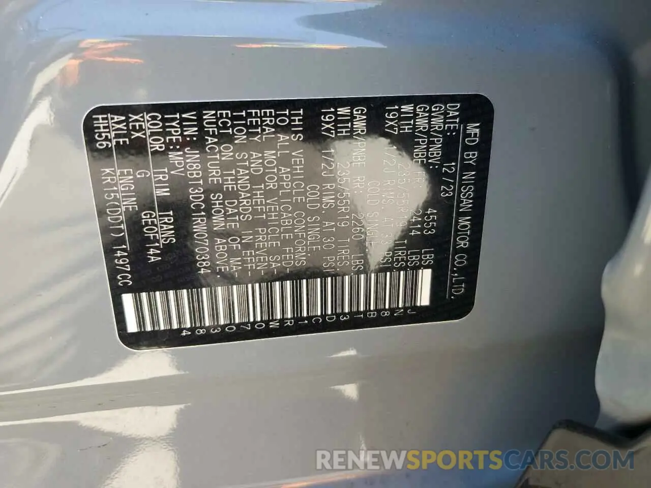 14 Photograph of a damaged car JN8BT3DC1RW070384 NISSAN ROGUE 2024