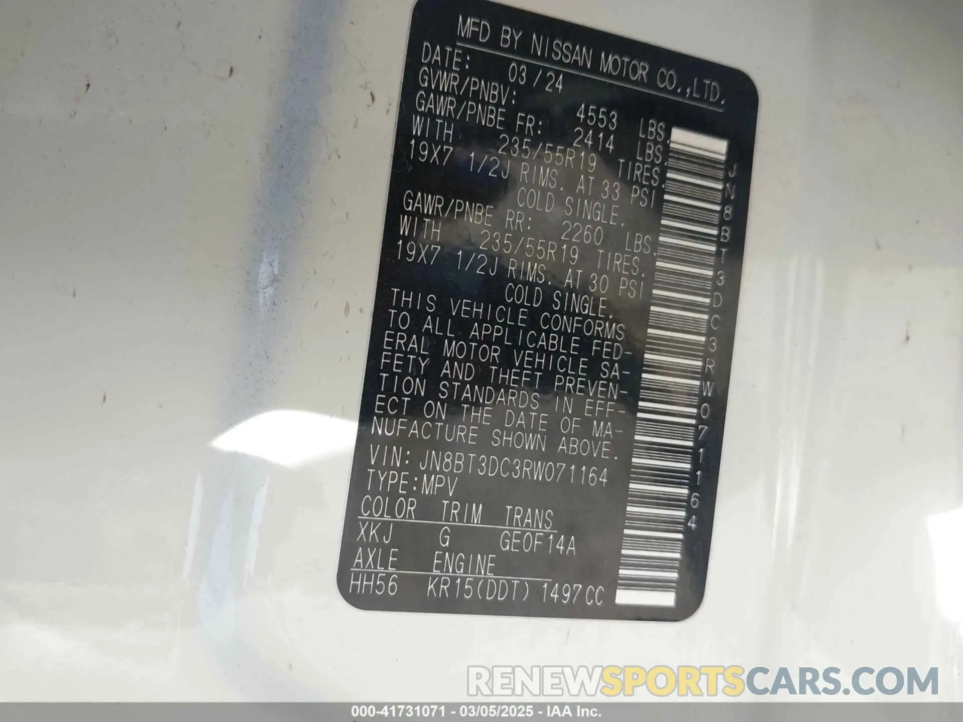 9 Photograph of a damaged car JN8BT3DC3RW071164 NISSAN ROGUE 2024