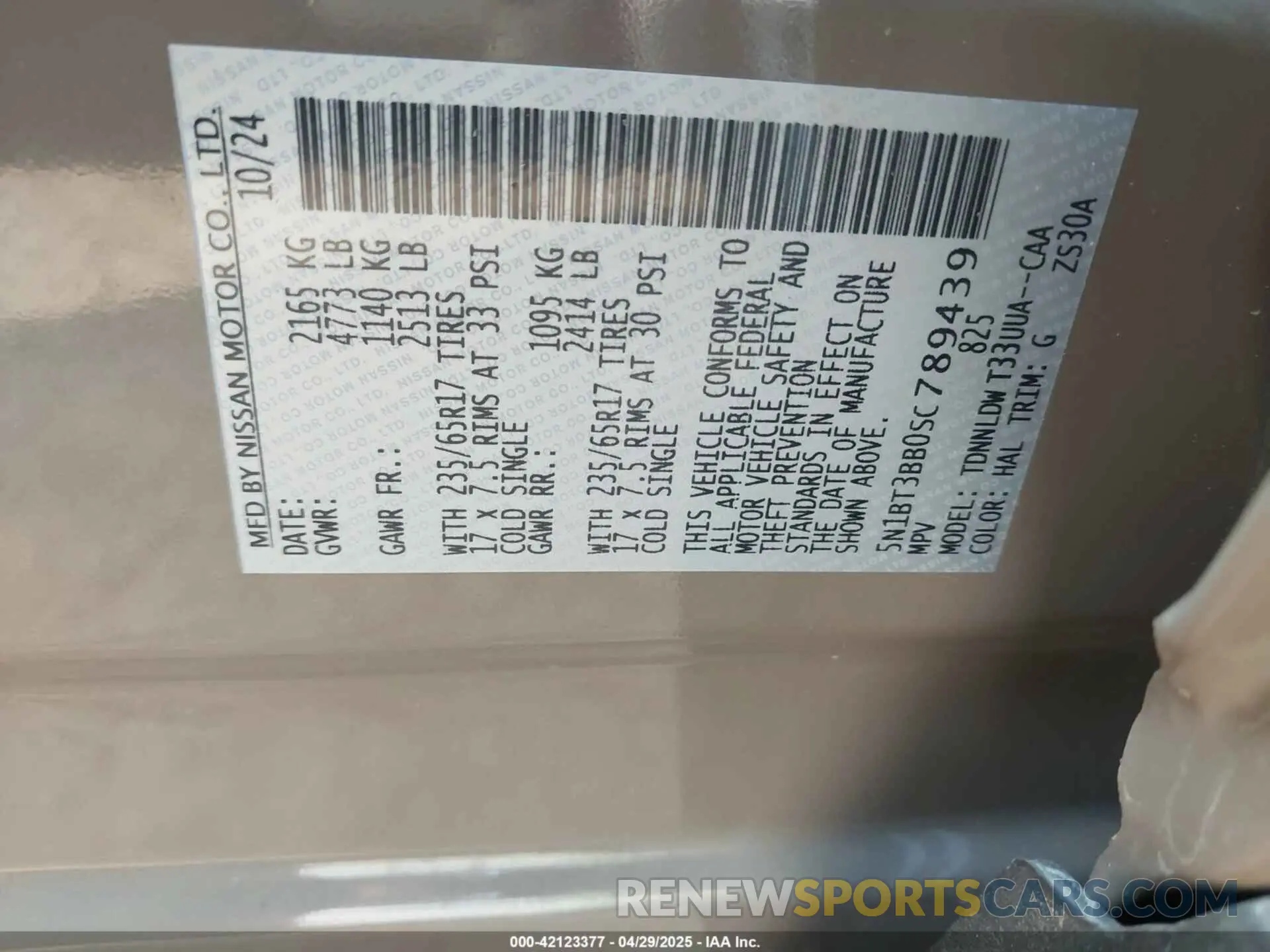 9 Фотография поврежденного автомобиля 5N1BT3BB0SC789439 NISSAN ROGUE 2025