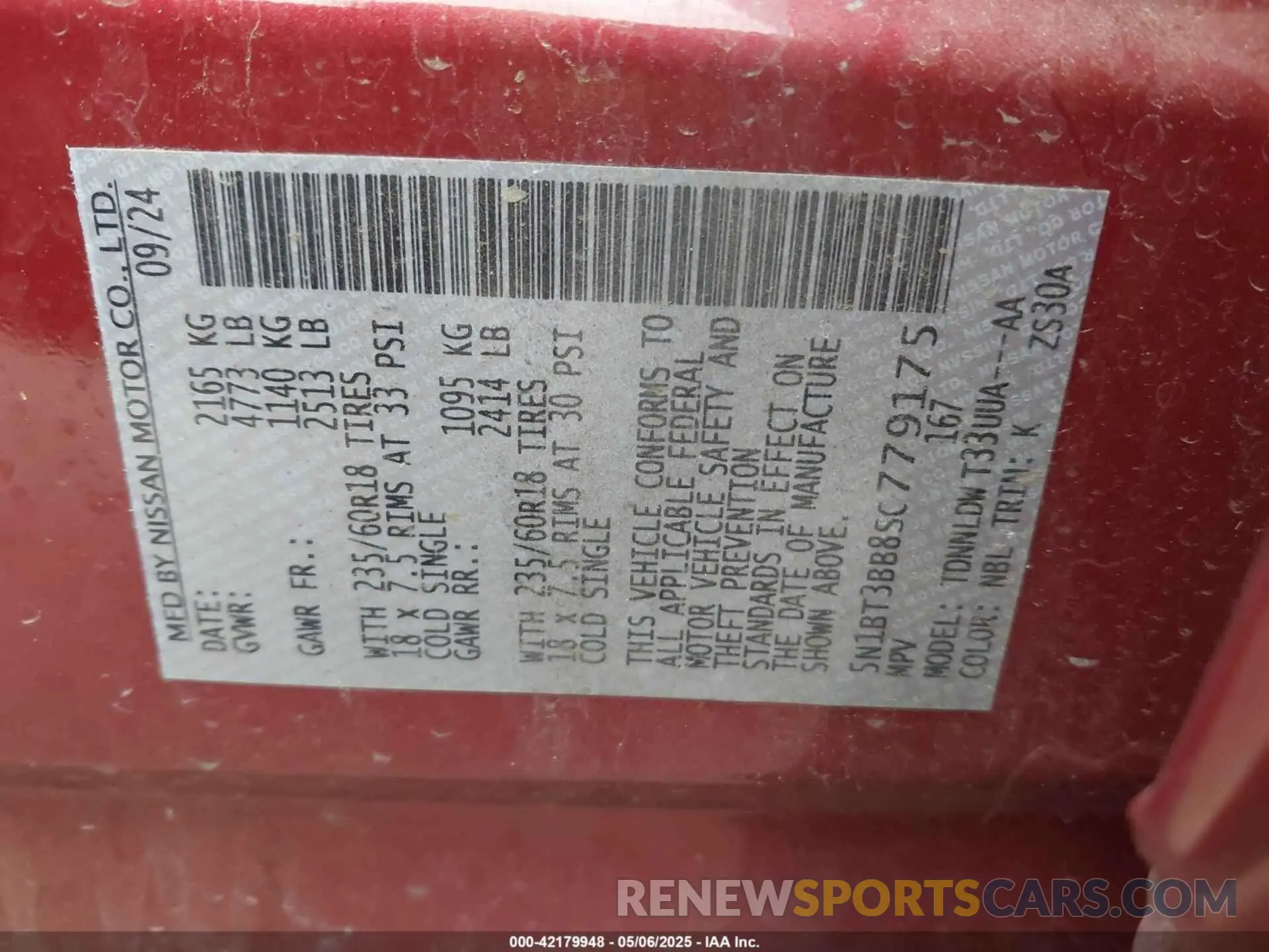 9 Фотография поврежденного автомобиля 5N1BT3BB8SC779175 NISSAN ROGUE 2025