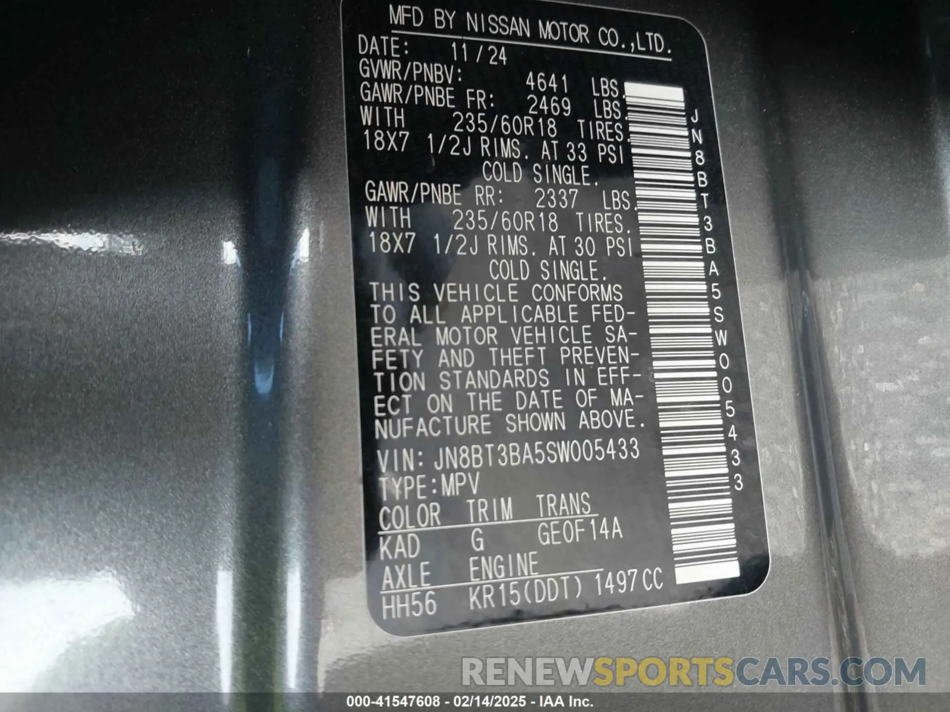 9 Фотография поврежденного автомобиля JN8BT3BA5SW005433 NISSAN ROGUE 2025