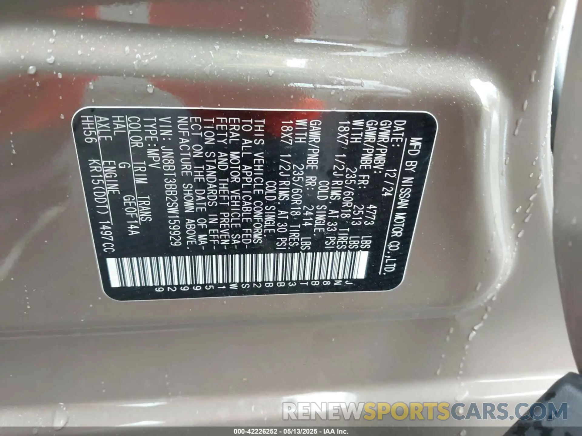 9 Photograph of a damaged car JN8BT3BB2SW159929 NISSAN ROGUE 2025