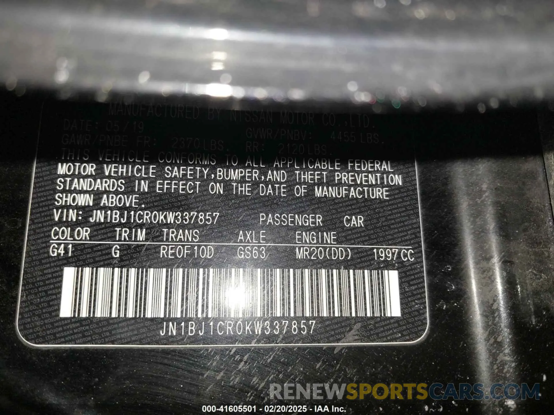 9 Photograph of a damaged car JN1BJ1CR0KW337857 NISSAN ROGUE SPORT 2019