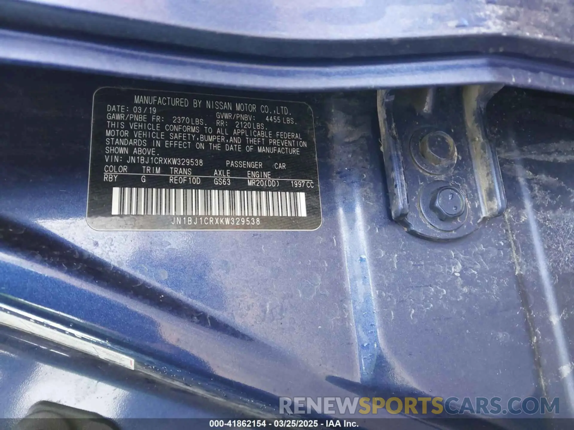 9 Photograph of a damaged car JN1BJ1CRXKW329538 NISSAN ROGUE SPORT 2019